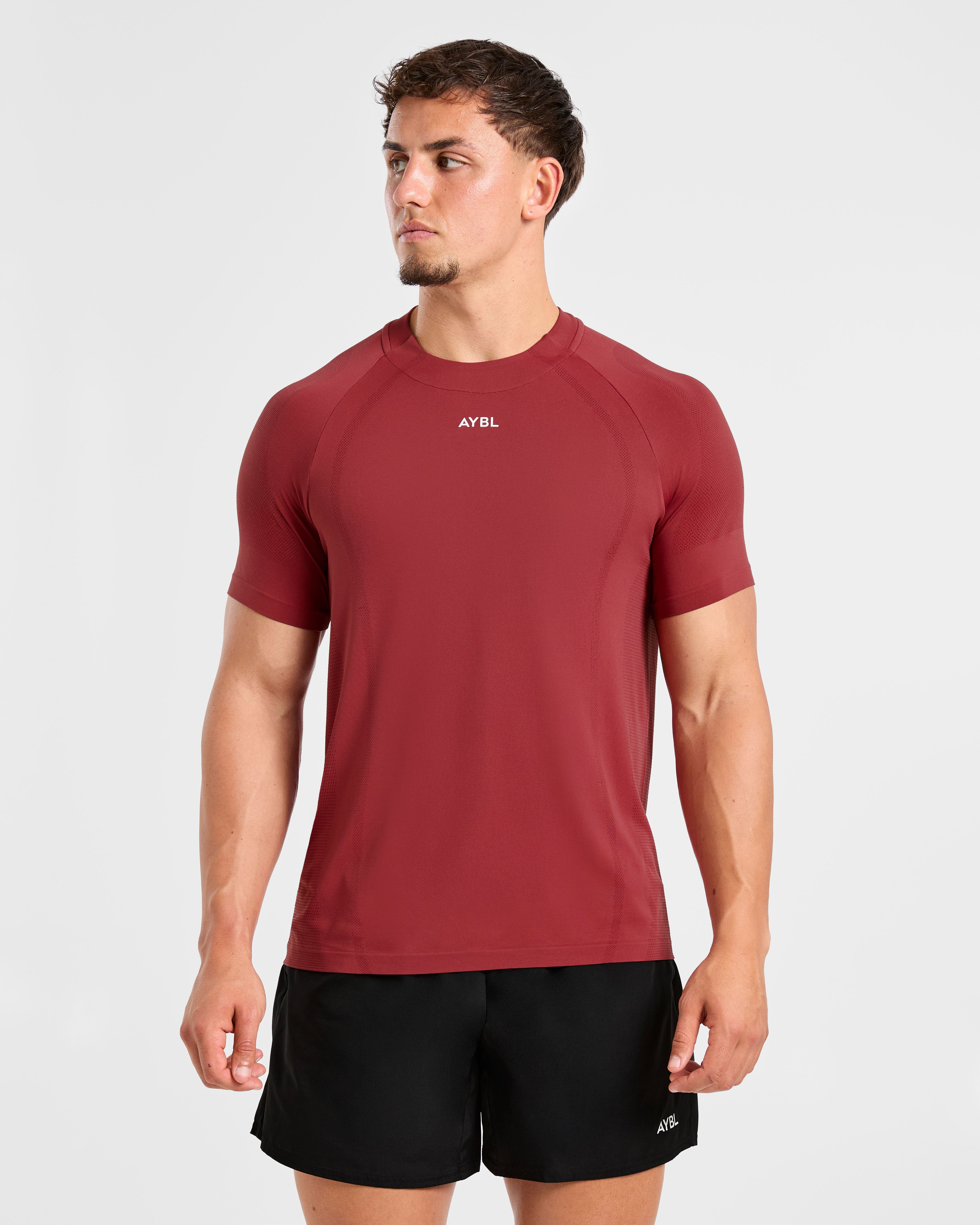 Attain Seamless T Shirt - Maroon Red