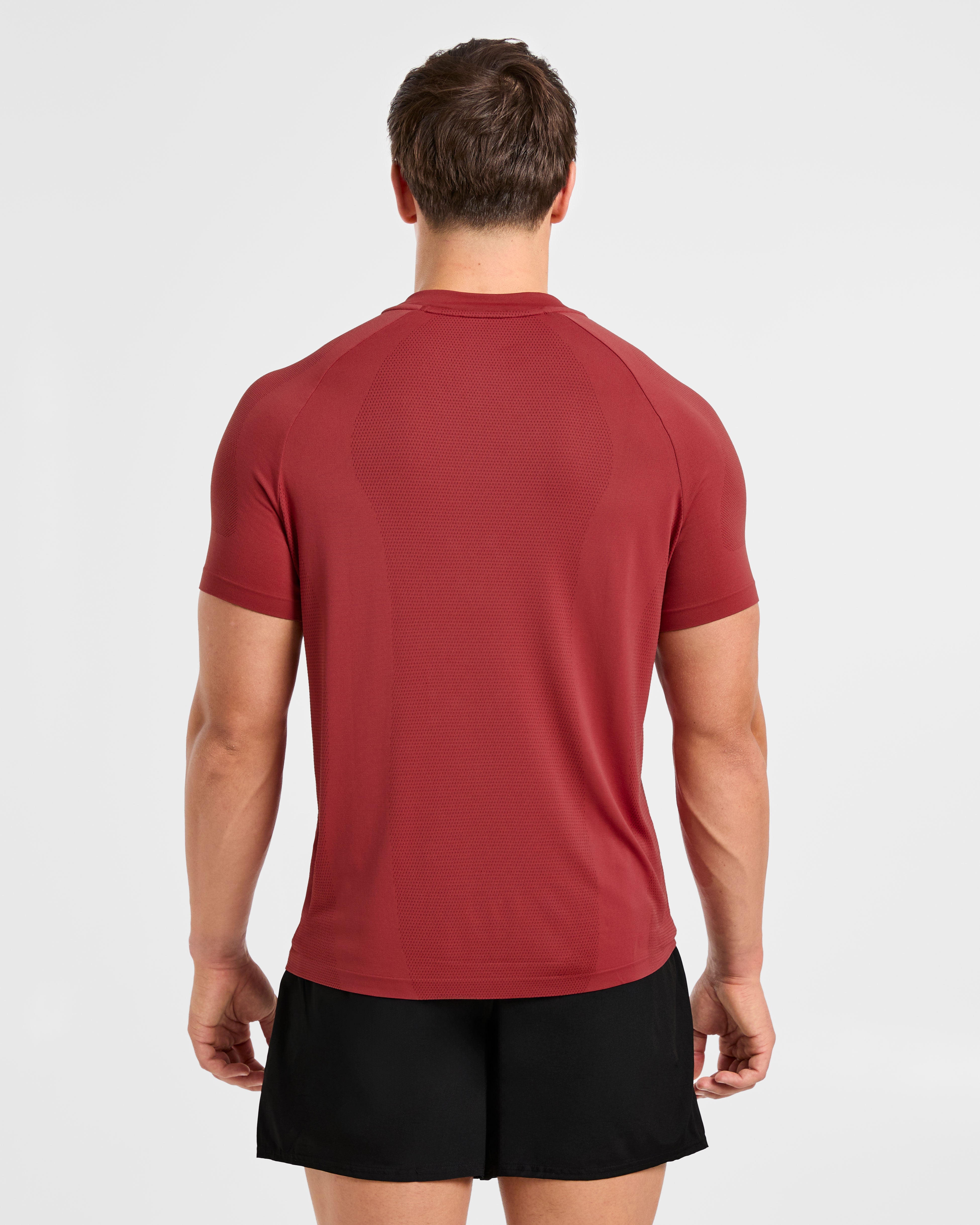 Attain Seamless T Shirt - Maroon Red