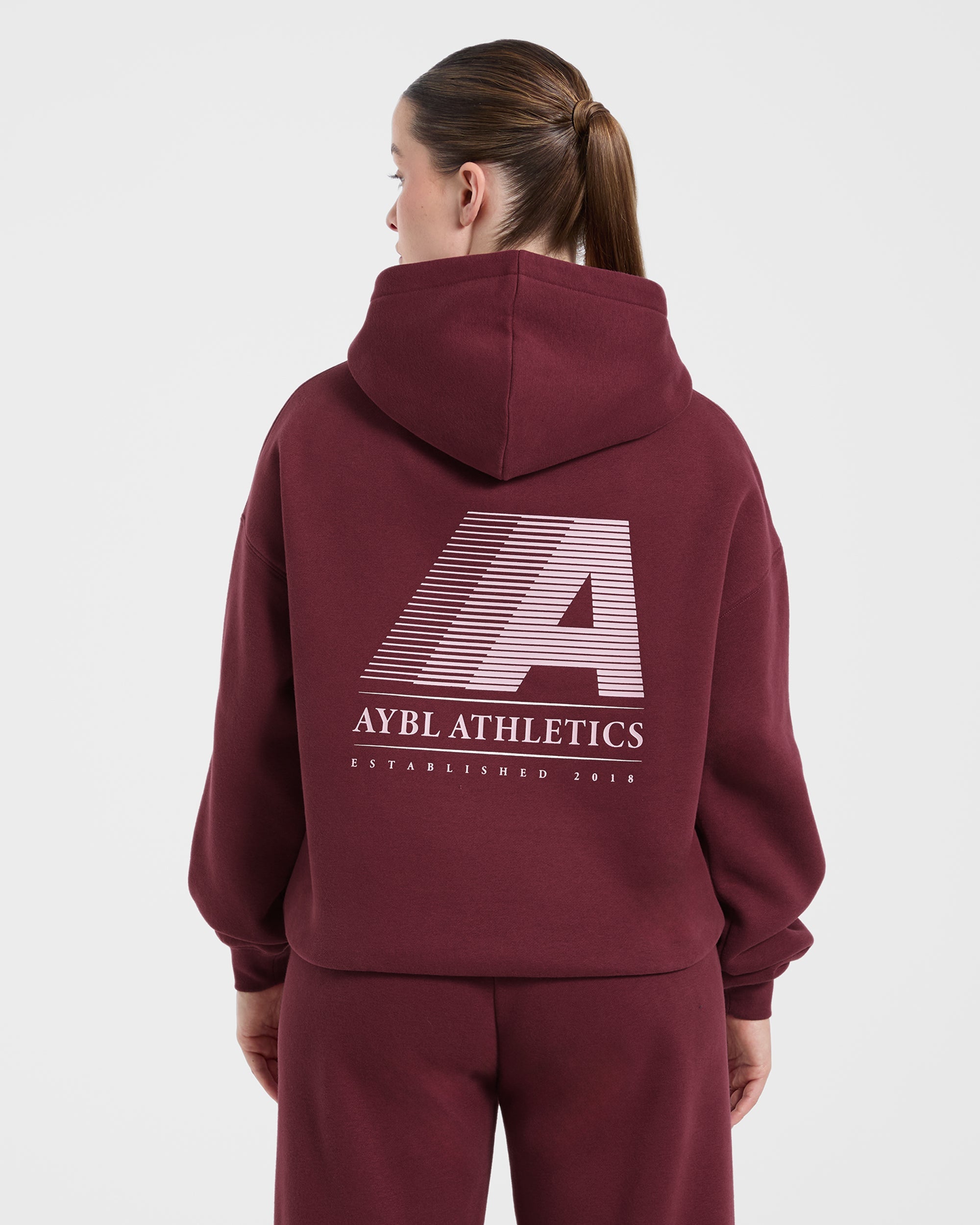 Retro Athletics Oversized Hoodie - Deep Raspberry/Pink