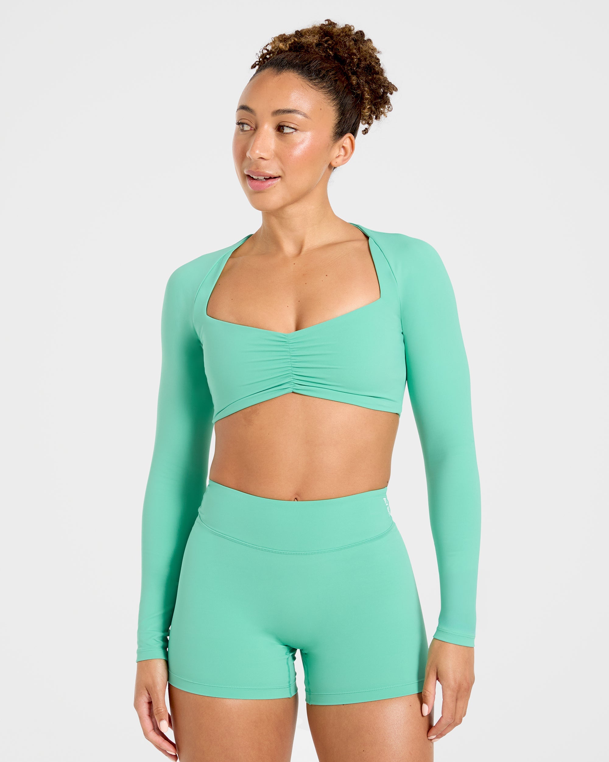 Physique Long Sleeve Crop Top - Summer Green