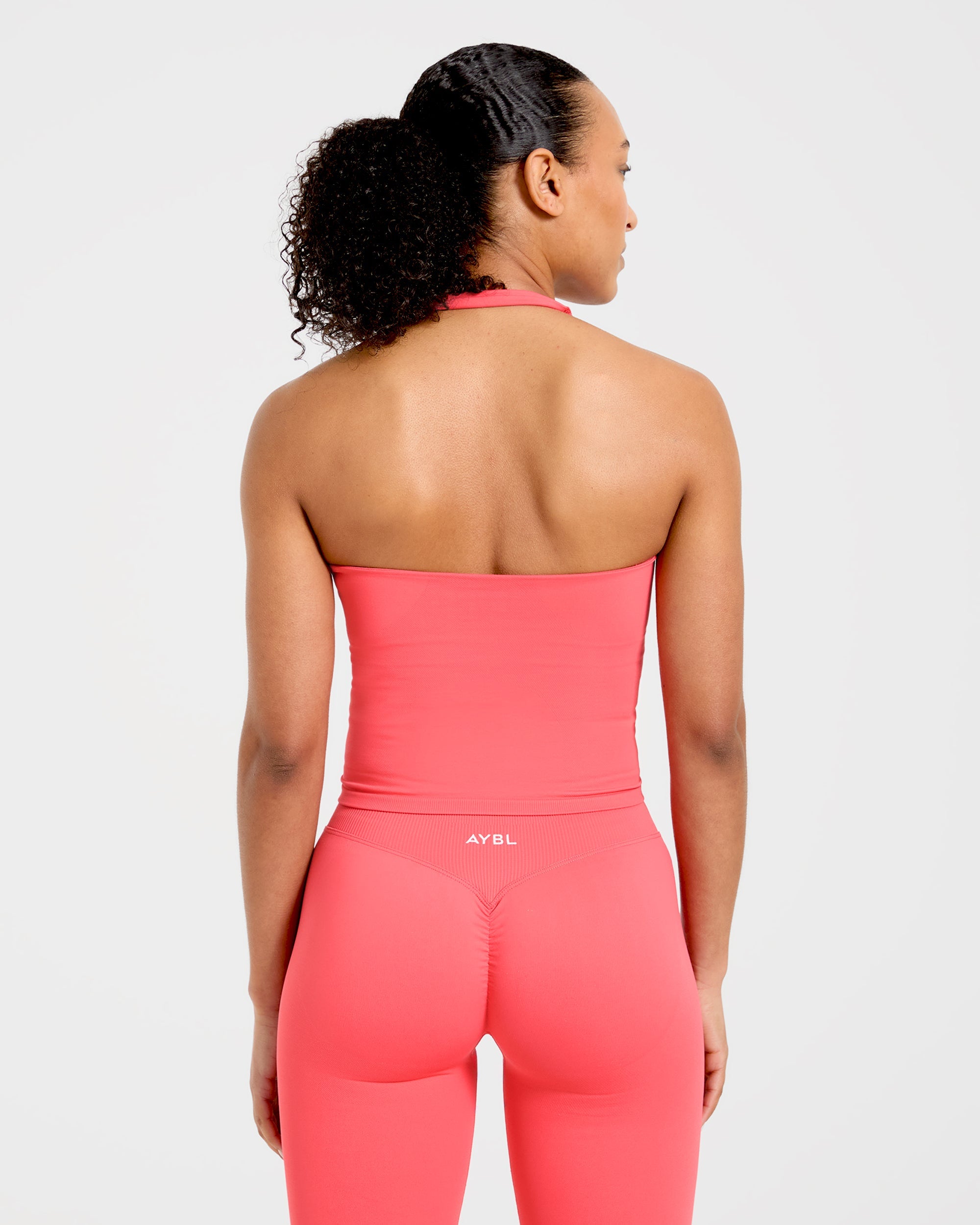Enhance Seamless Halterneck Top - Summer Coral