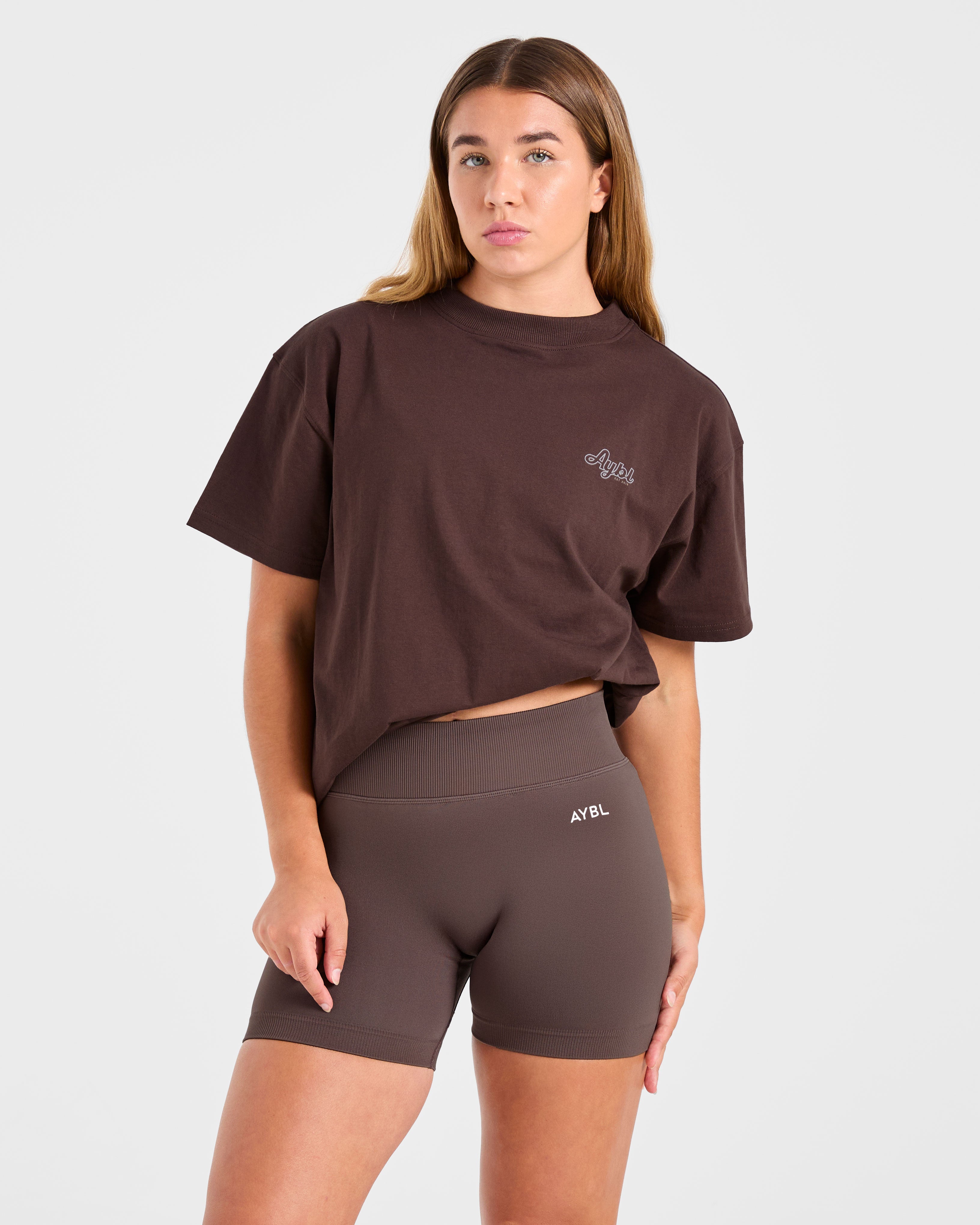 Sports Wellness Oversized T Shirt - Brown