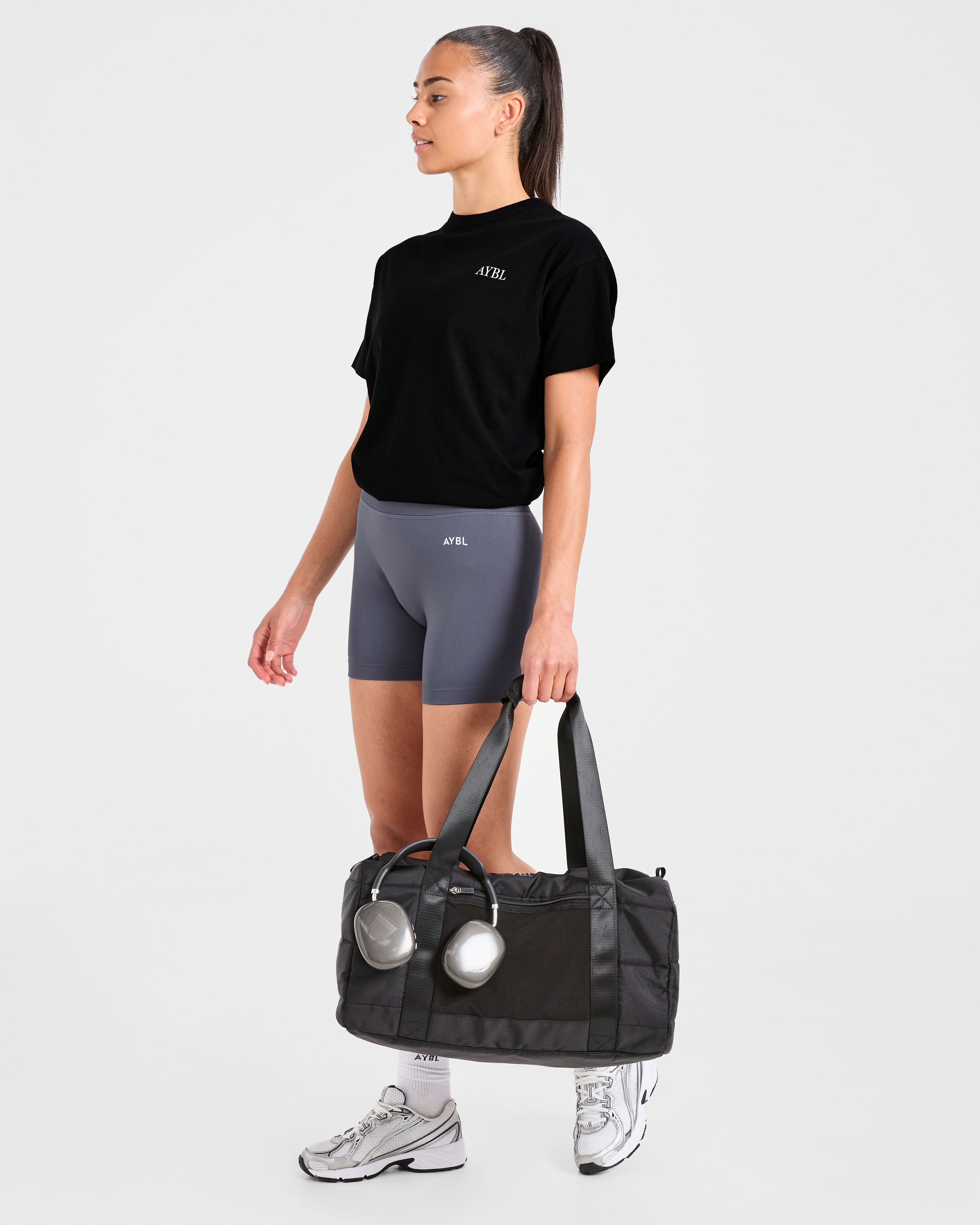 AYBL Sports Club Script Oversized T Shirt - Black