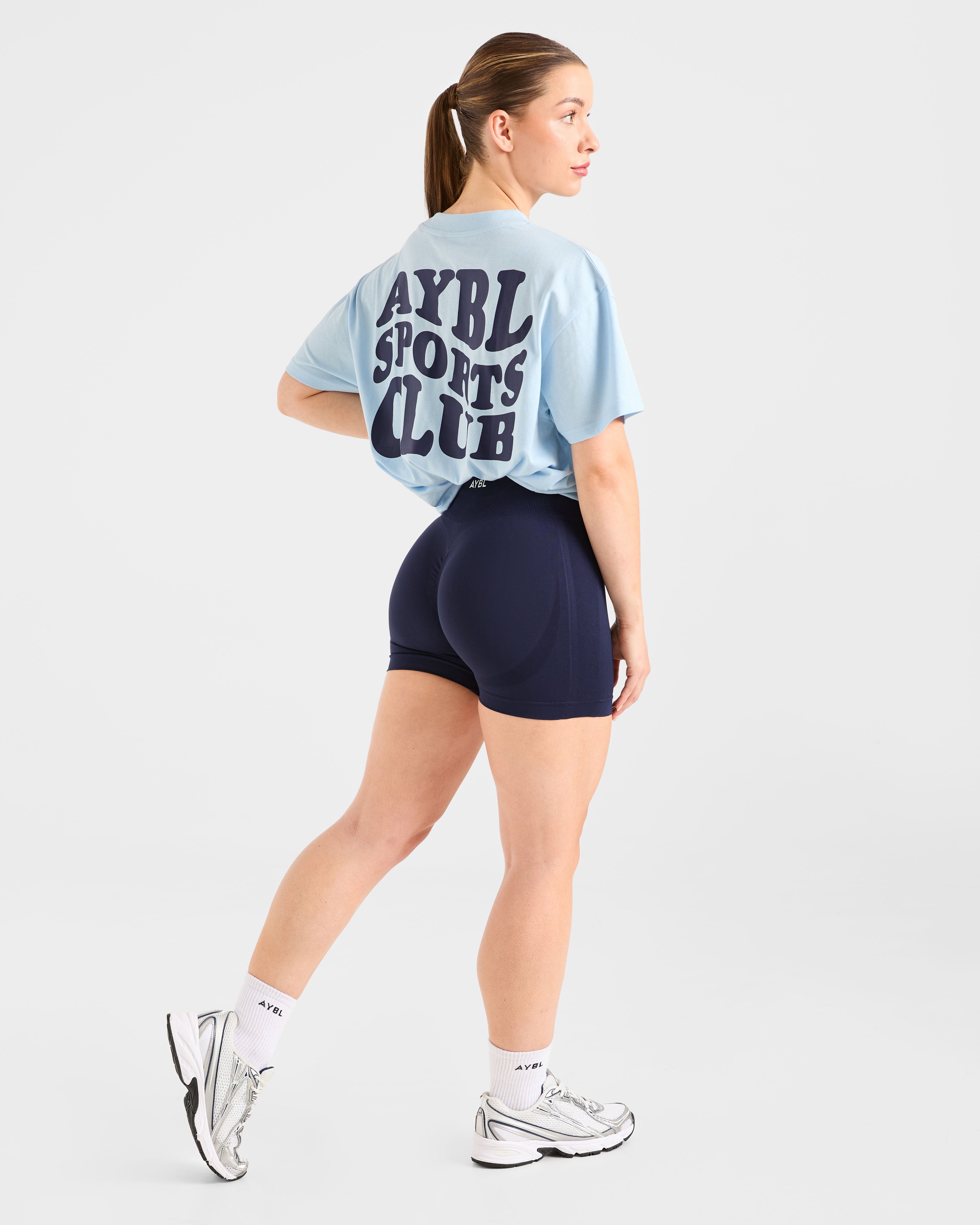 Sports Club Wavy Oversized T Shirt - Blue/Navy
