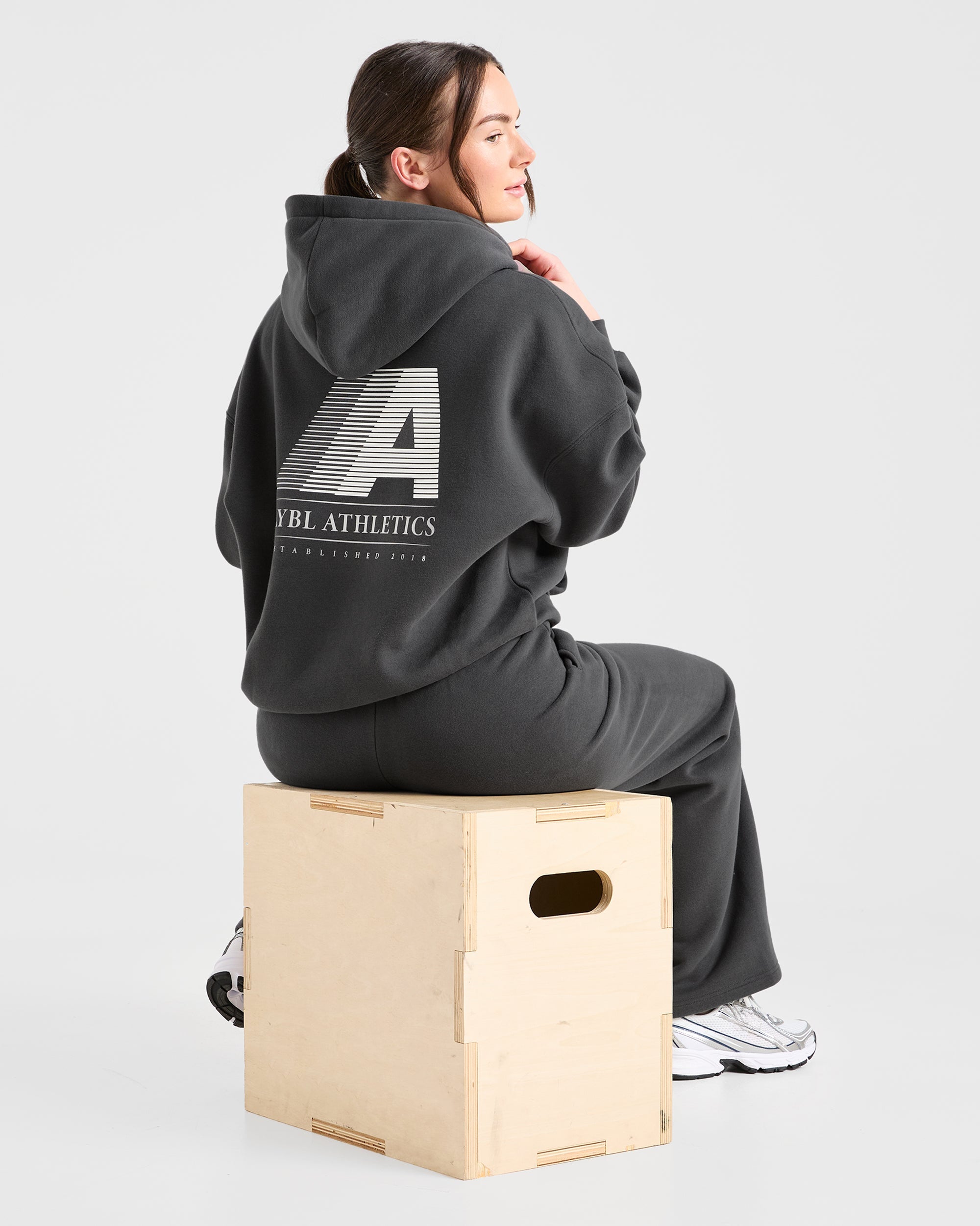 Image 8 from Retro Athletics Oversized Hoodie - Charcoal