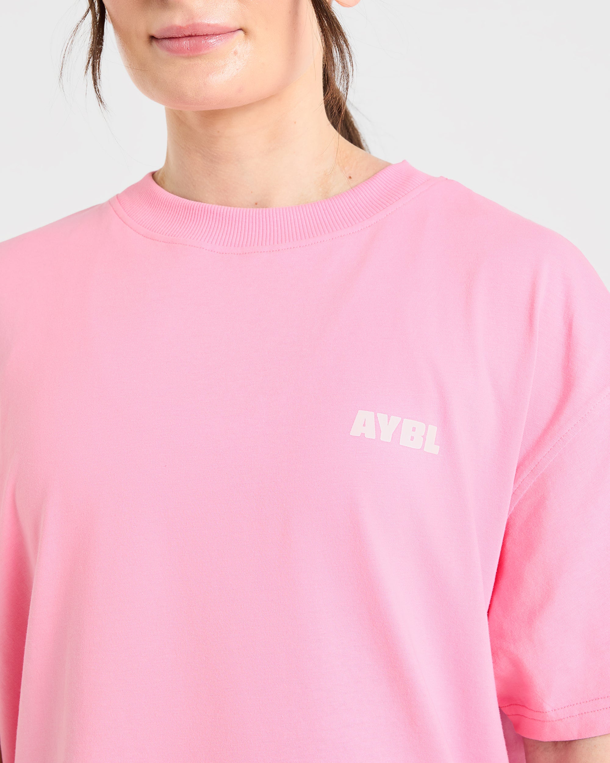 Focused Wavy Oversized T Shirt - Pink/White