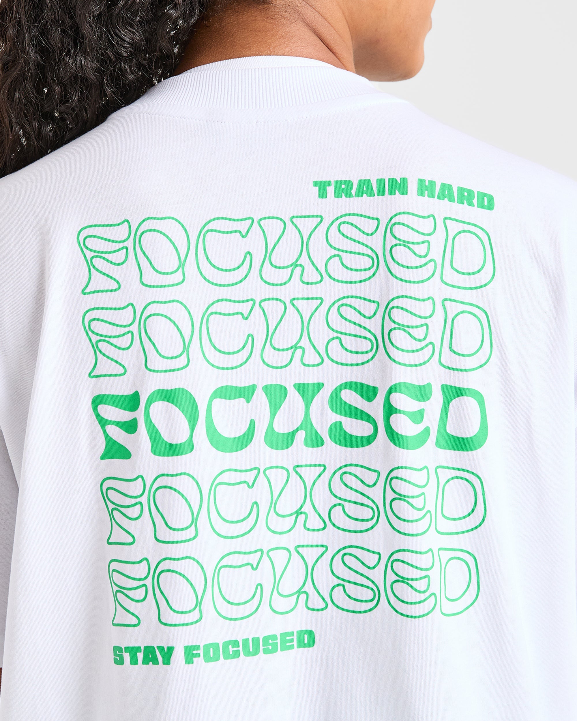 Focused Wavy Oversized T Shirt - White/Green