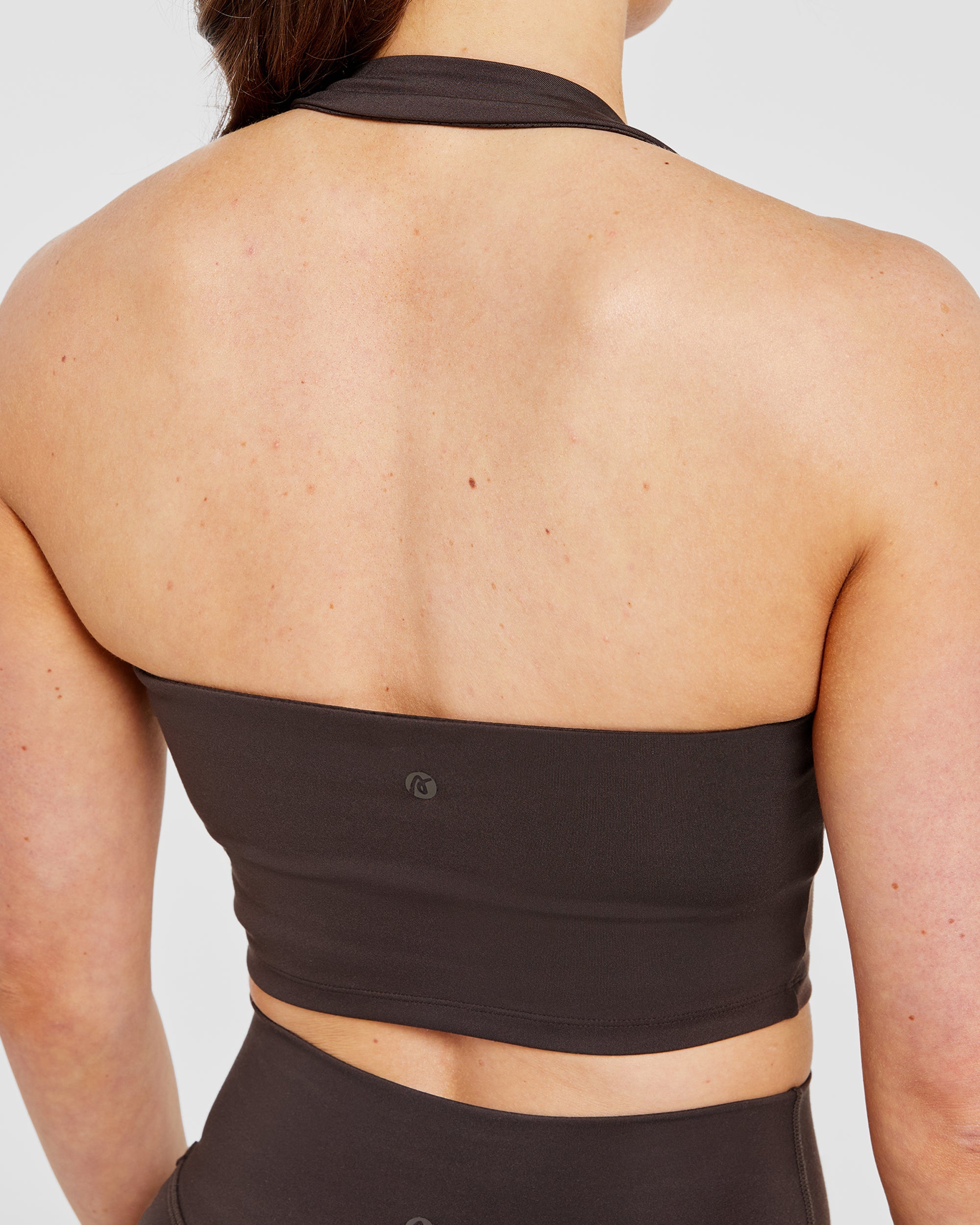 Staple Halterneck Crop Top - Coffee Brown