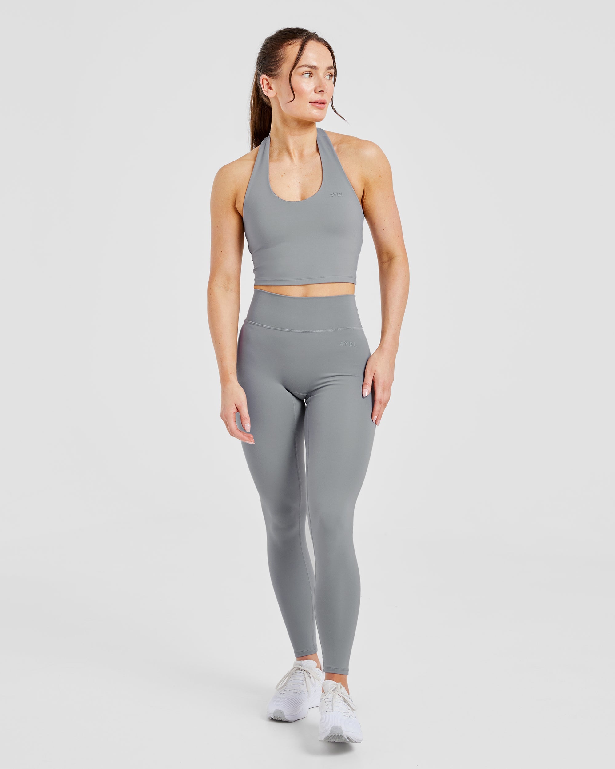 Staple Halterneck Crop Top - Grey
