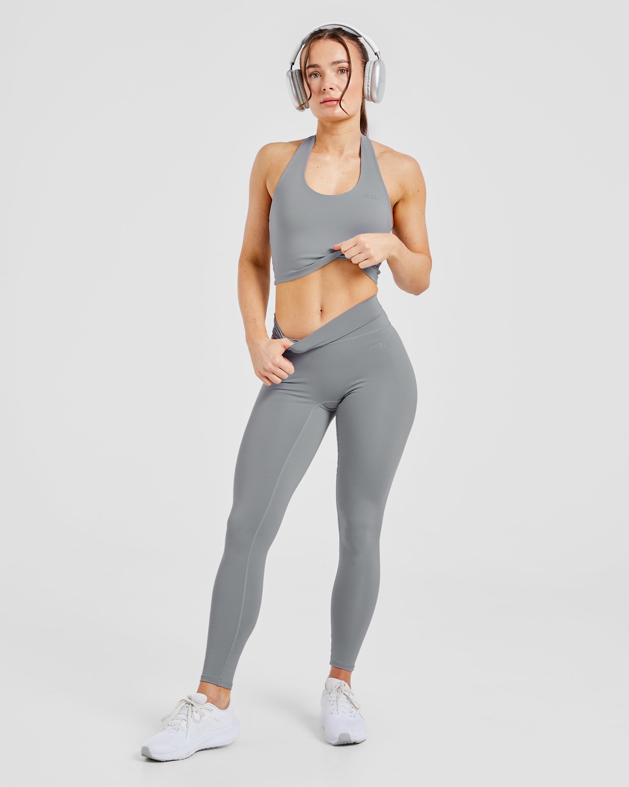 Staple Halterneck Crop Top - Grey