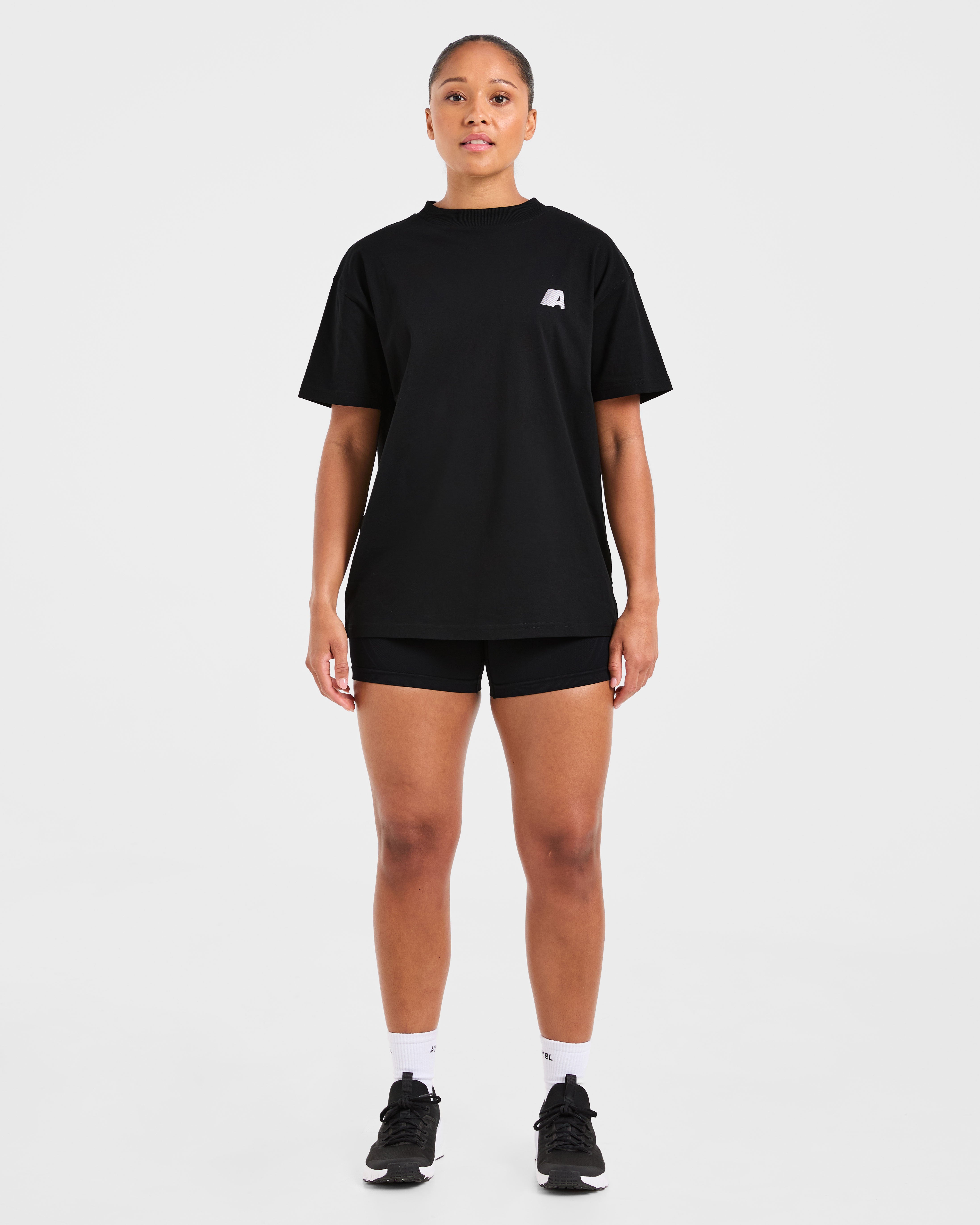 Retro Athletics Oversized T Shirt - Black