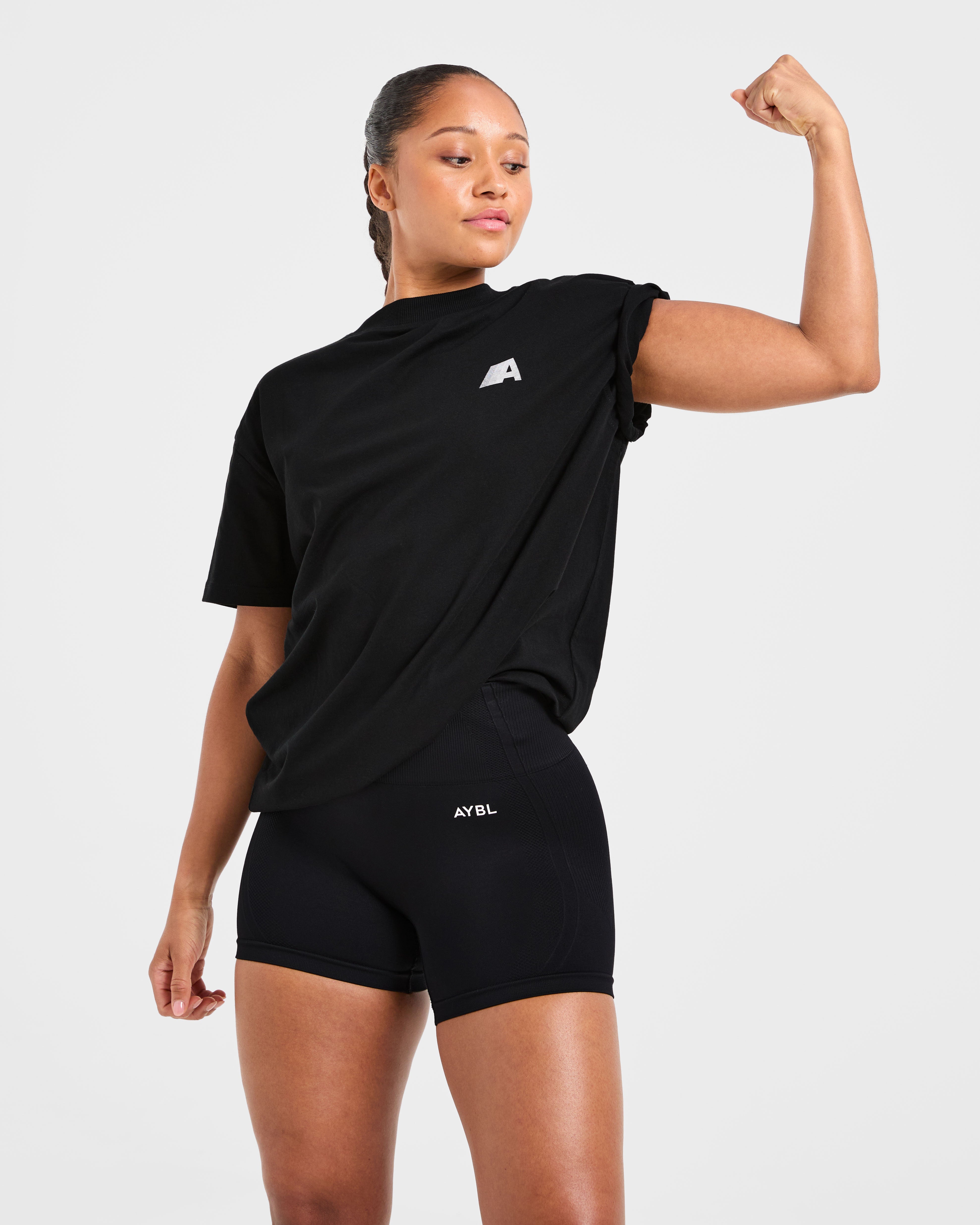 Retro Athletics Oversized T Shirt - Black