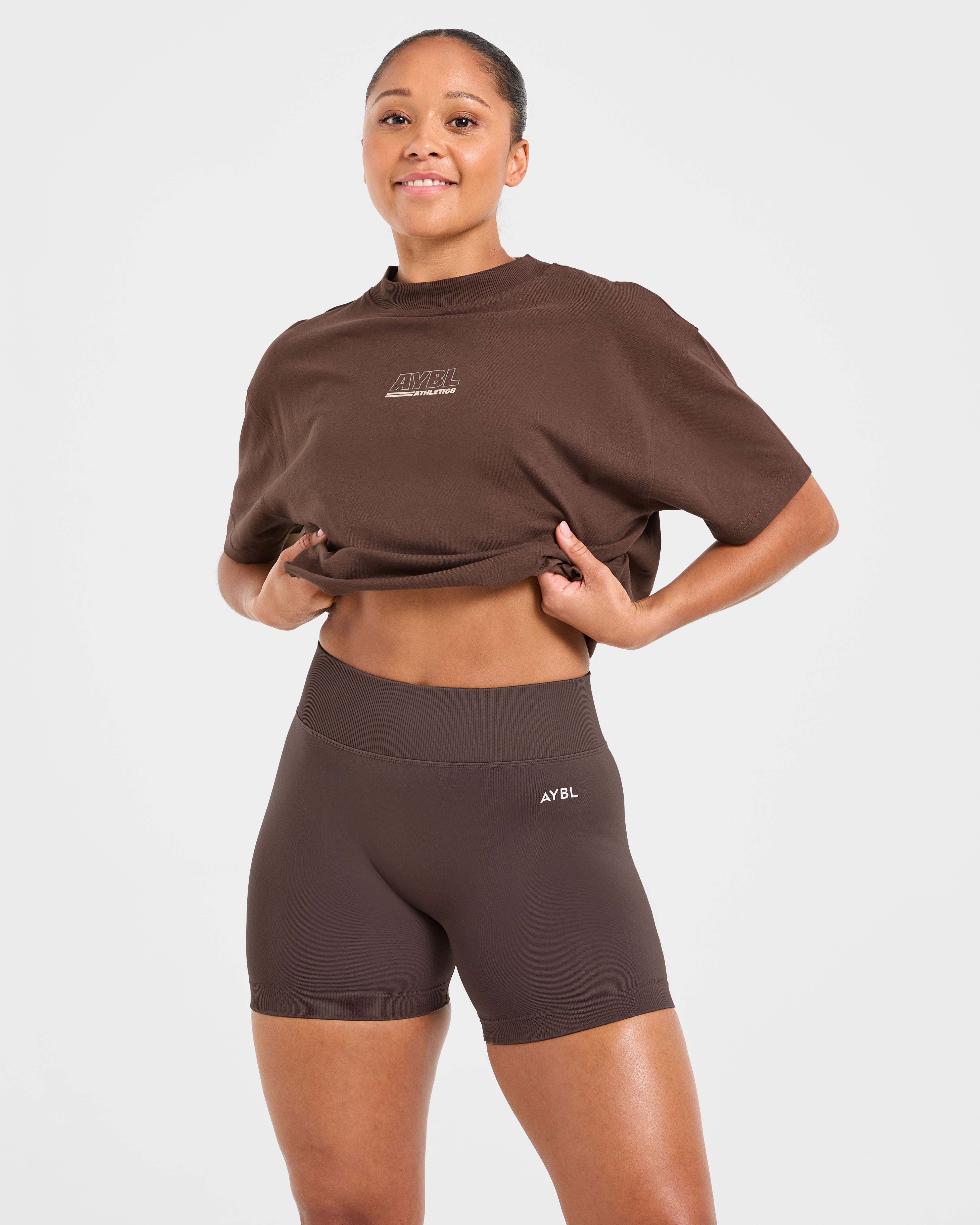 Athletics Track Oversized T Shirt - Brown/Sand