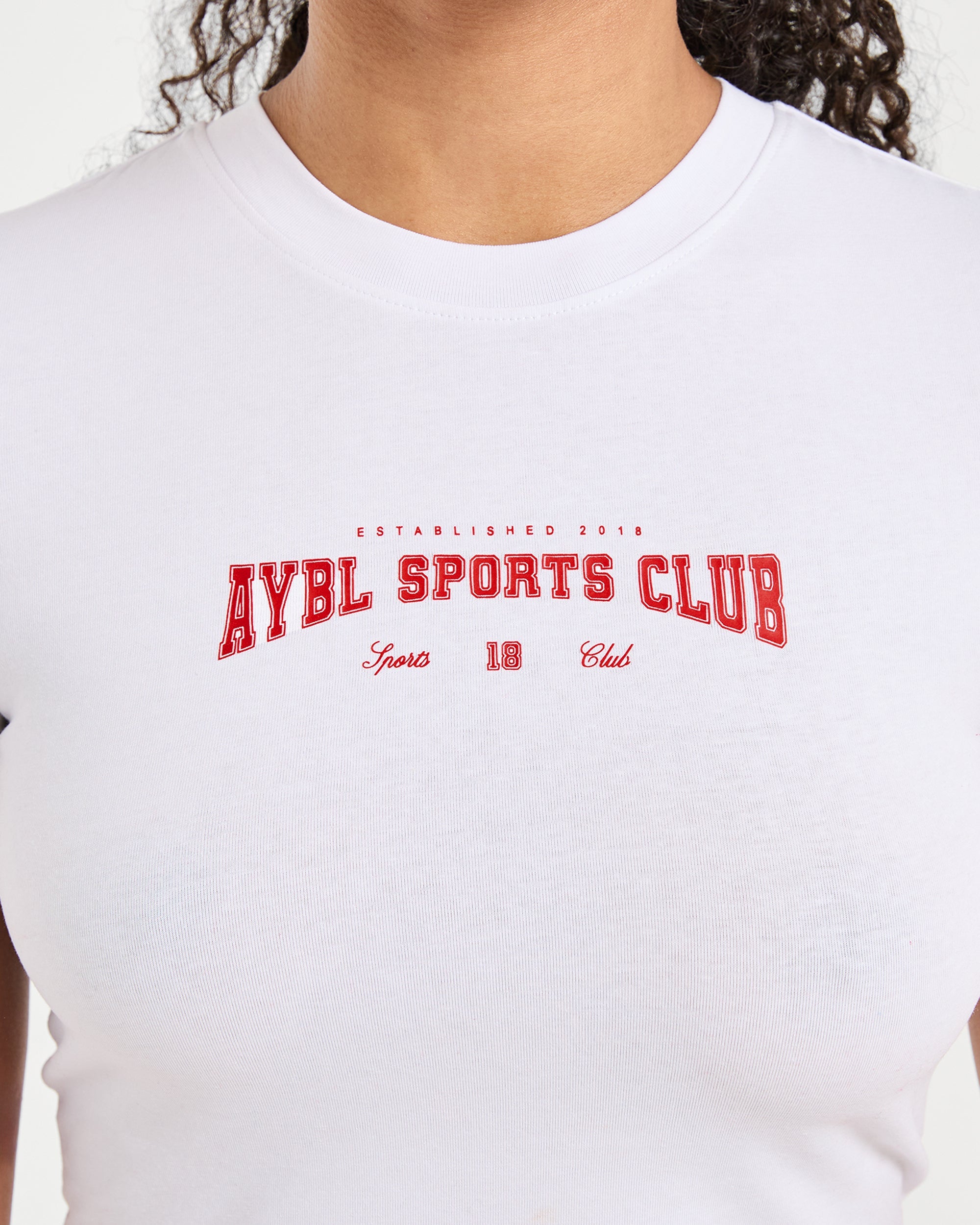 Image 5 from Sports Club Varsity Baby Tee - White/Red