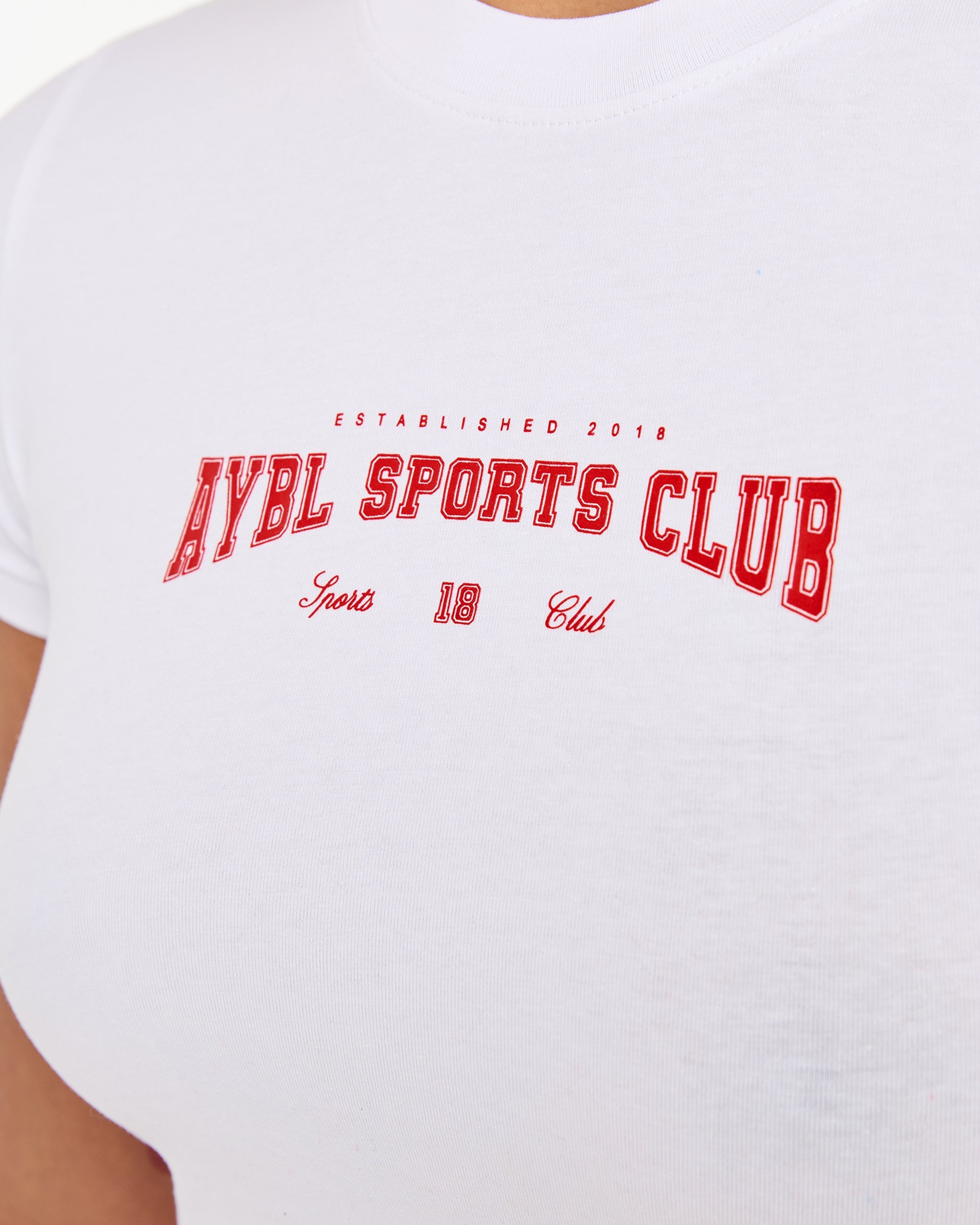 Image 6 from Sports Club Varsity Baby Tee - White/Red