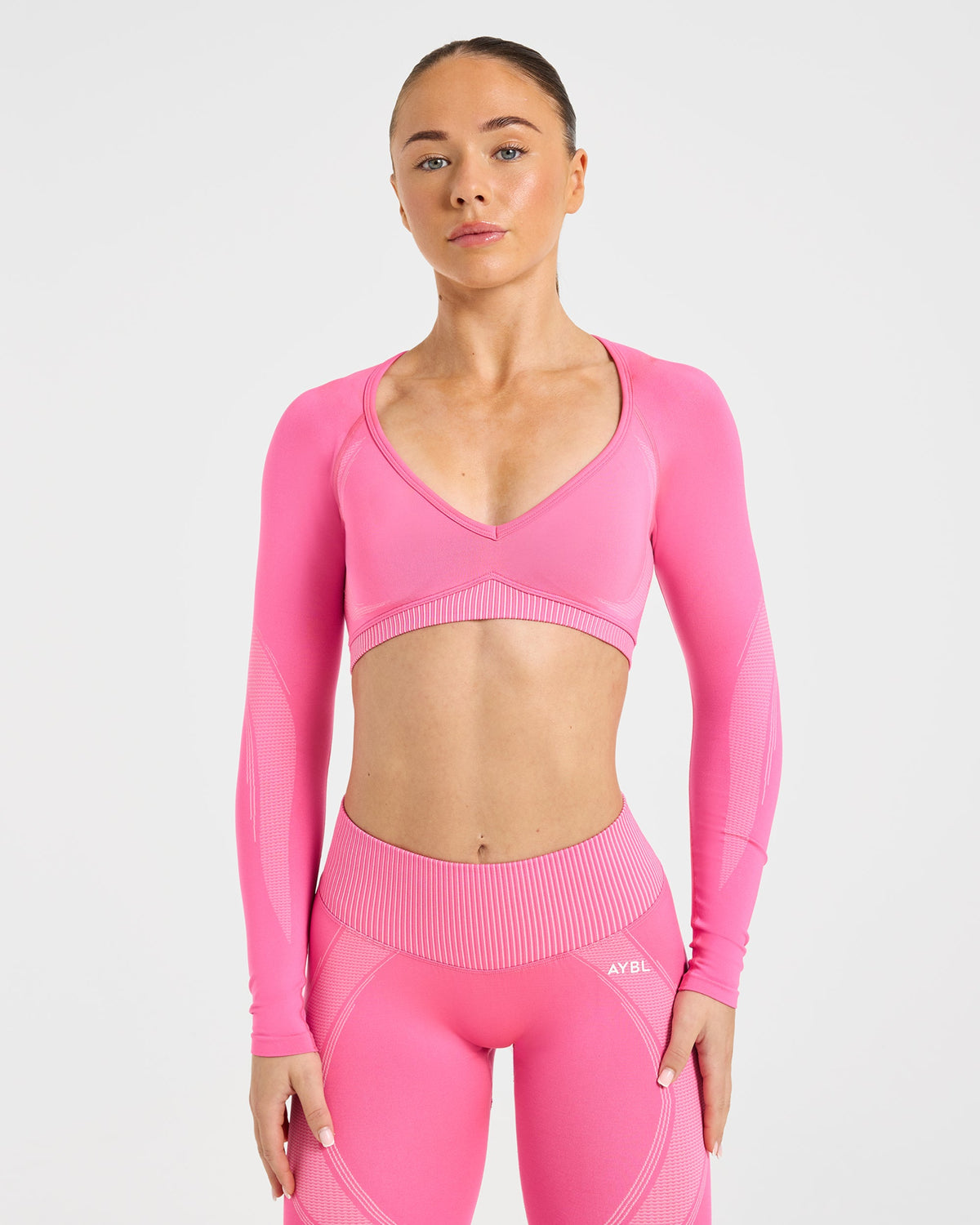 Charge Seamless Long Sleeve Crop Top - Pink