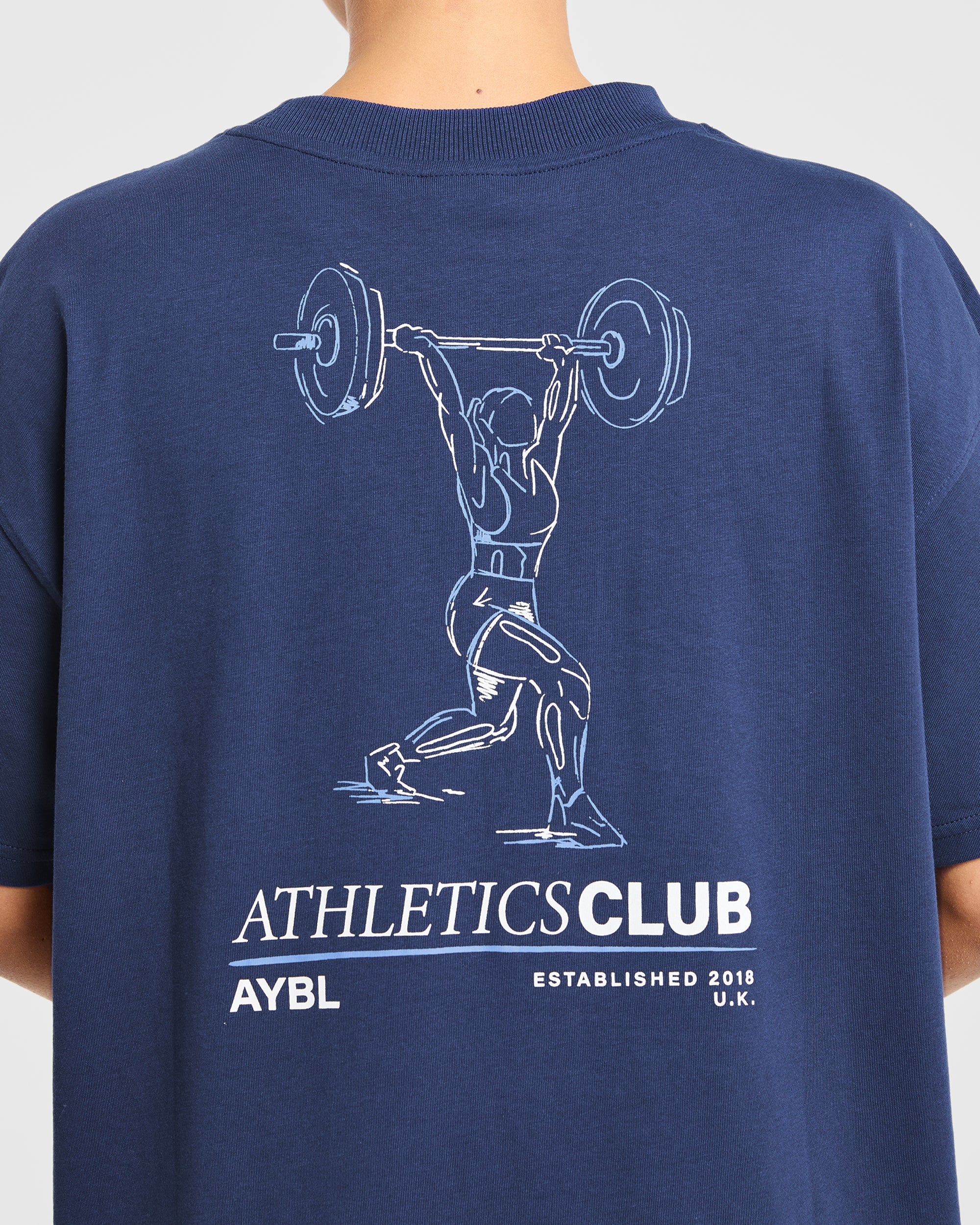 Power Lifting Illustration T Shirt - Blue