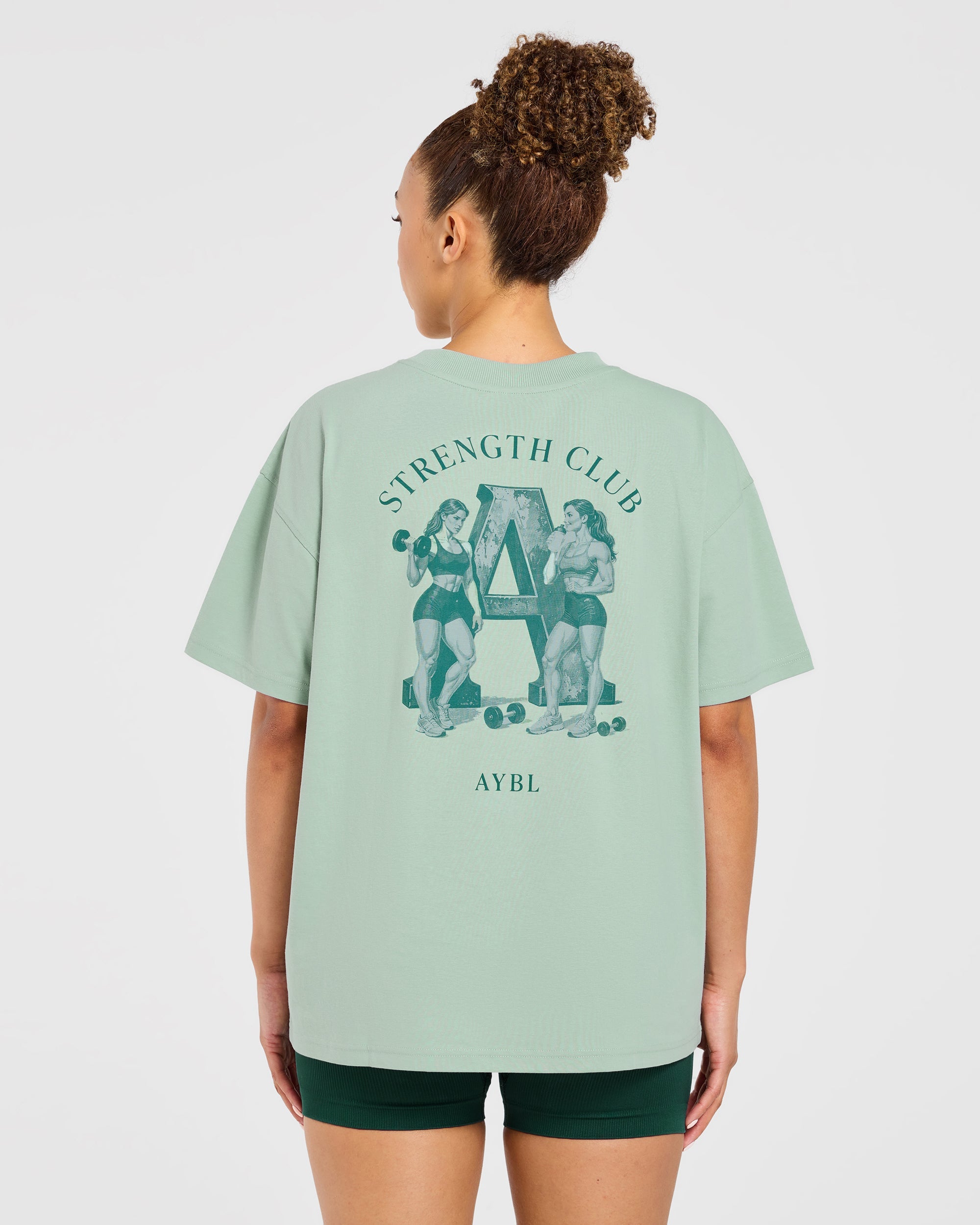 AYBL Strength Club Oversized T Shirt - Dark Sage