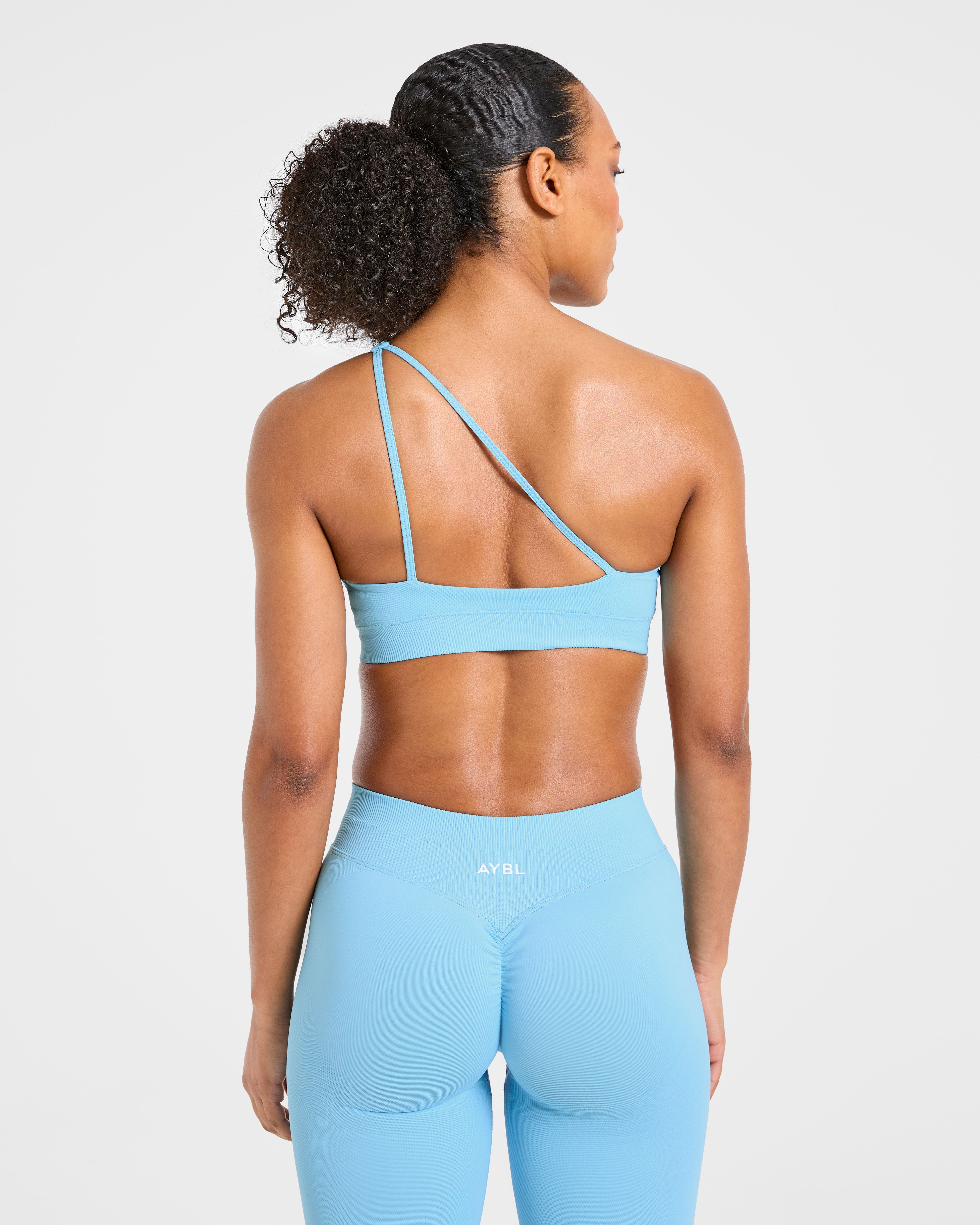 Enhance Seamless One Shoulder Sports Bra - Powder Blue