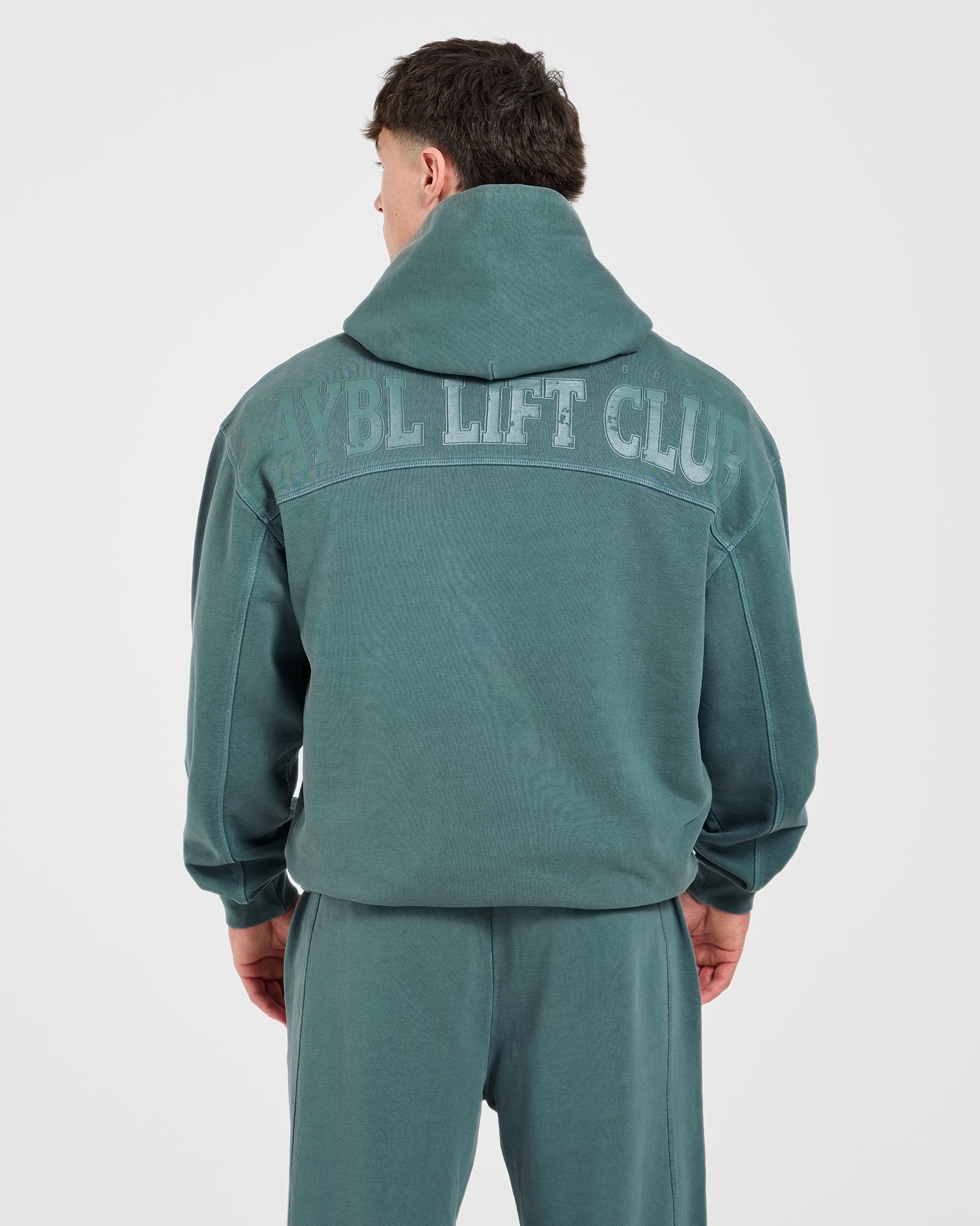 Lift Club Distressed Hoodie - Washed Teal