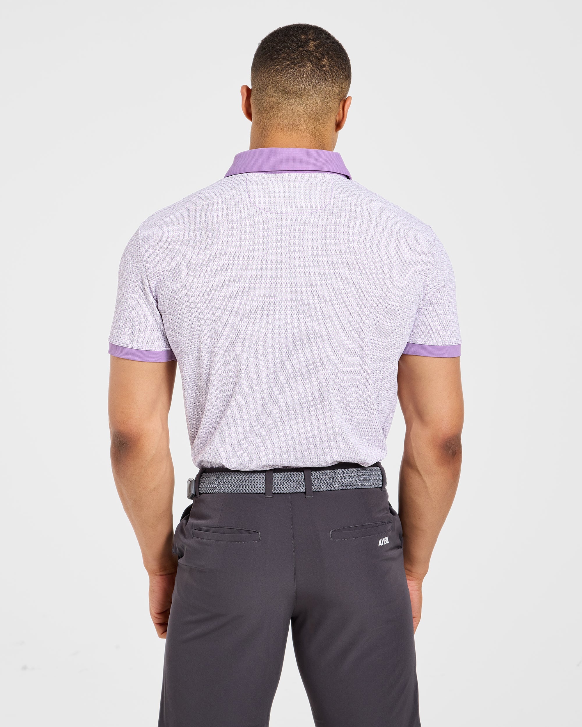 Precision Geometric Polo - White/Lilac