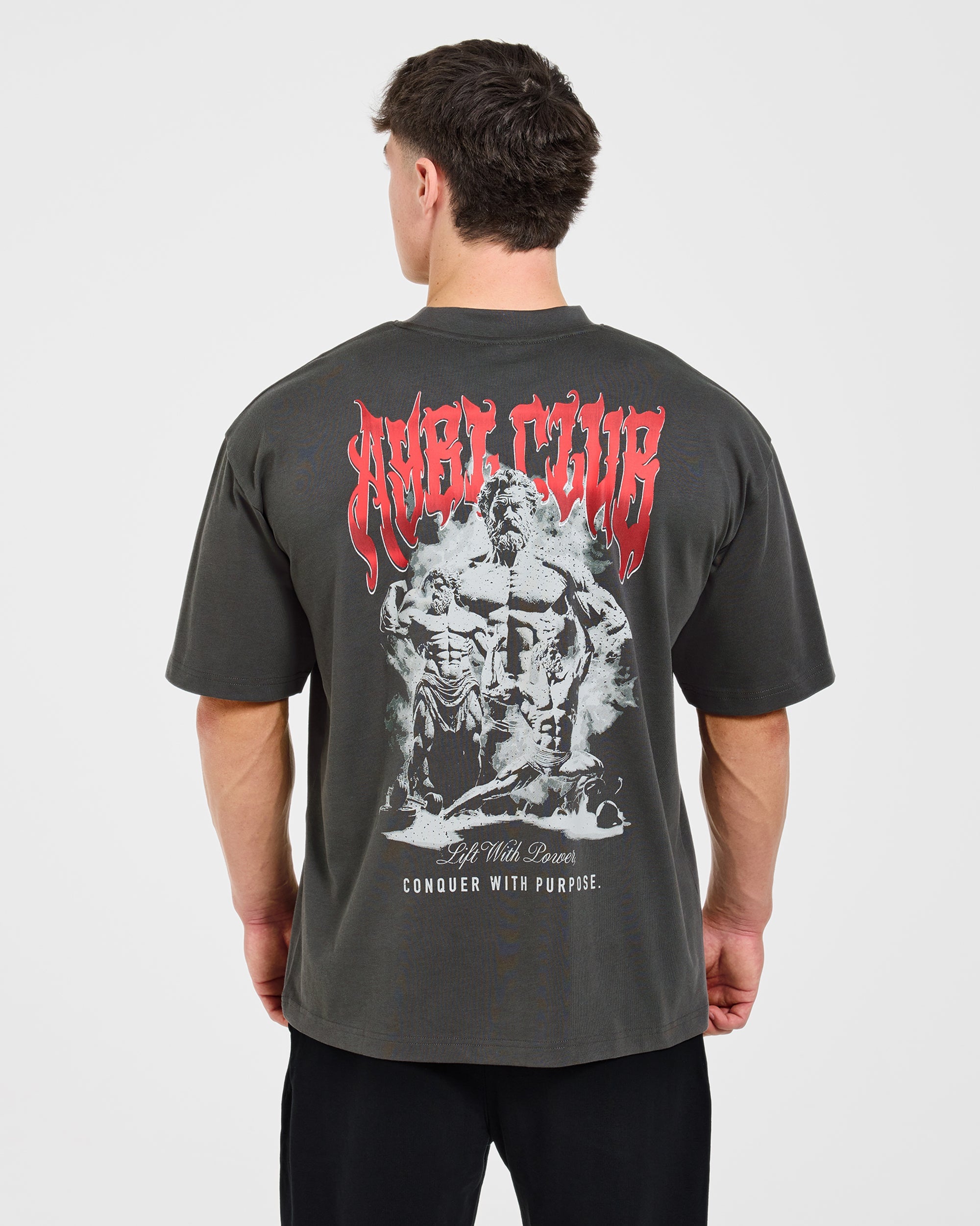 Lift Forge Oversized T Shirt - Charcoal/Red
