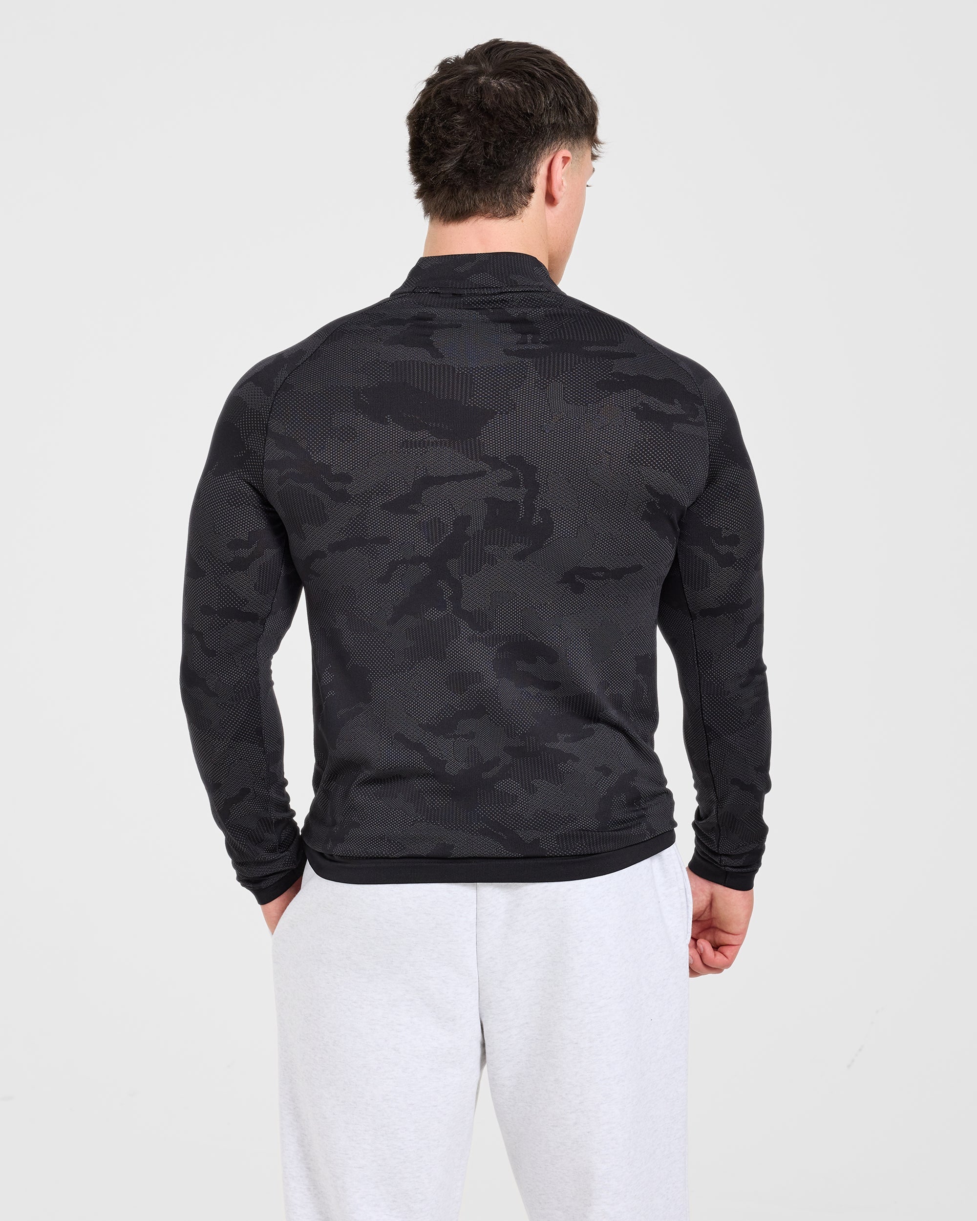 Camo Seamless 1/4 Zip Pullover - Black