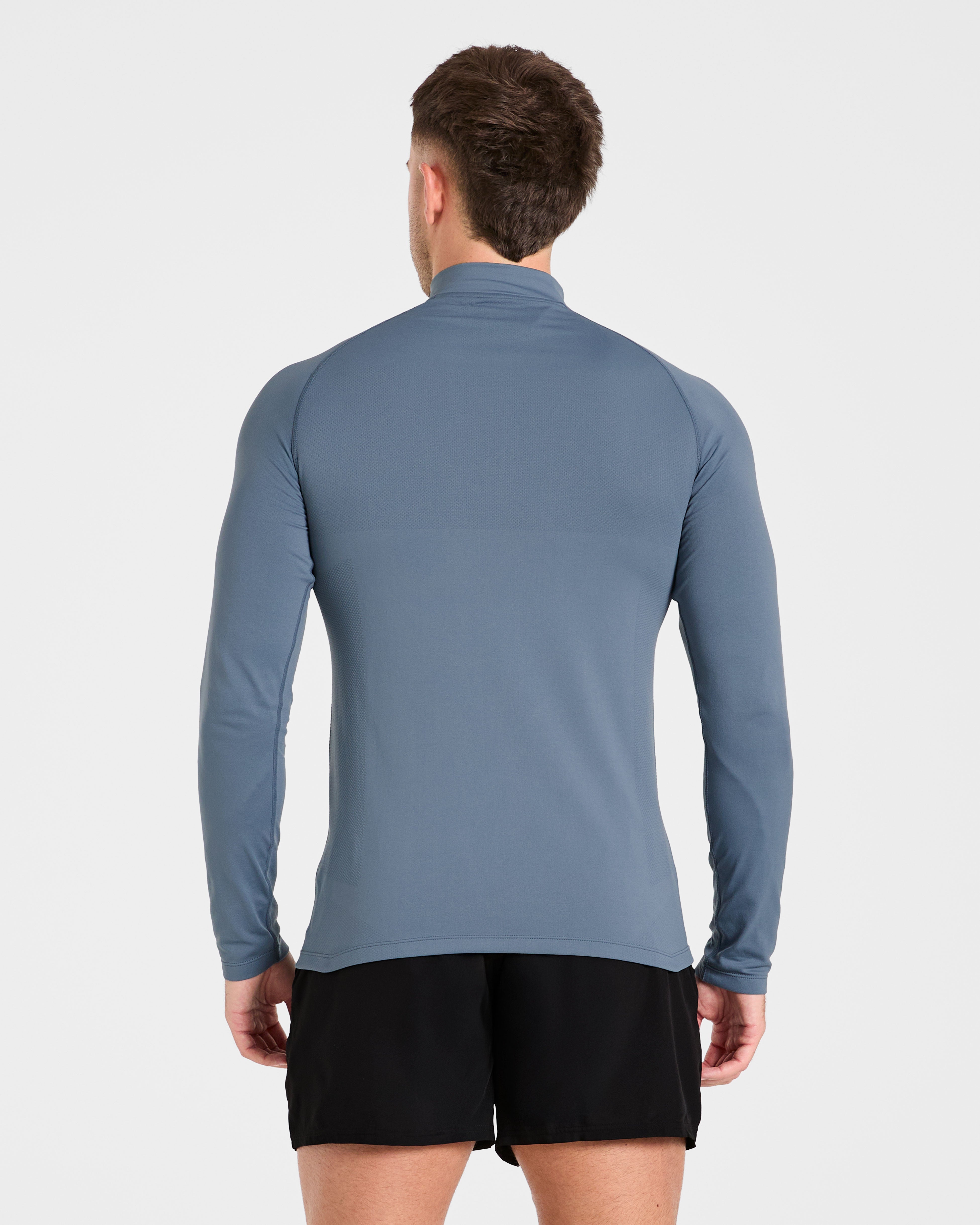 Essential Seamless 1/4 Zip Pullover - Slate Blue