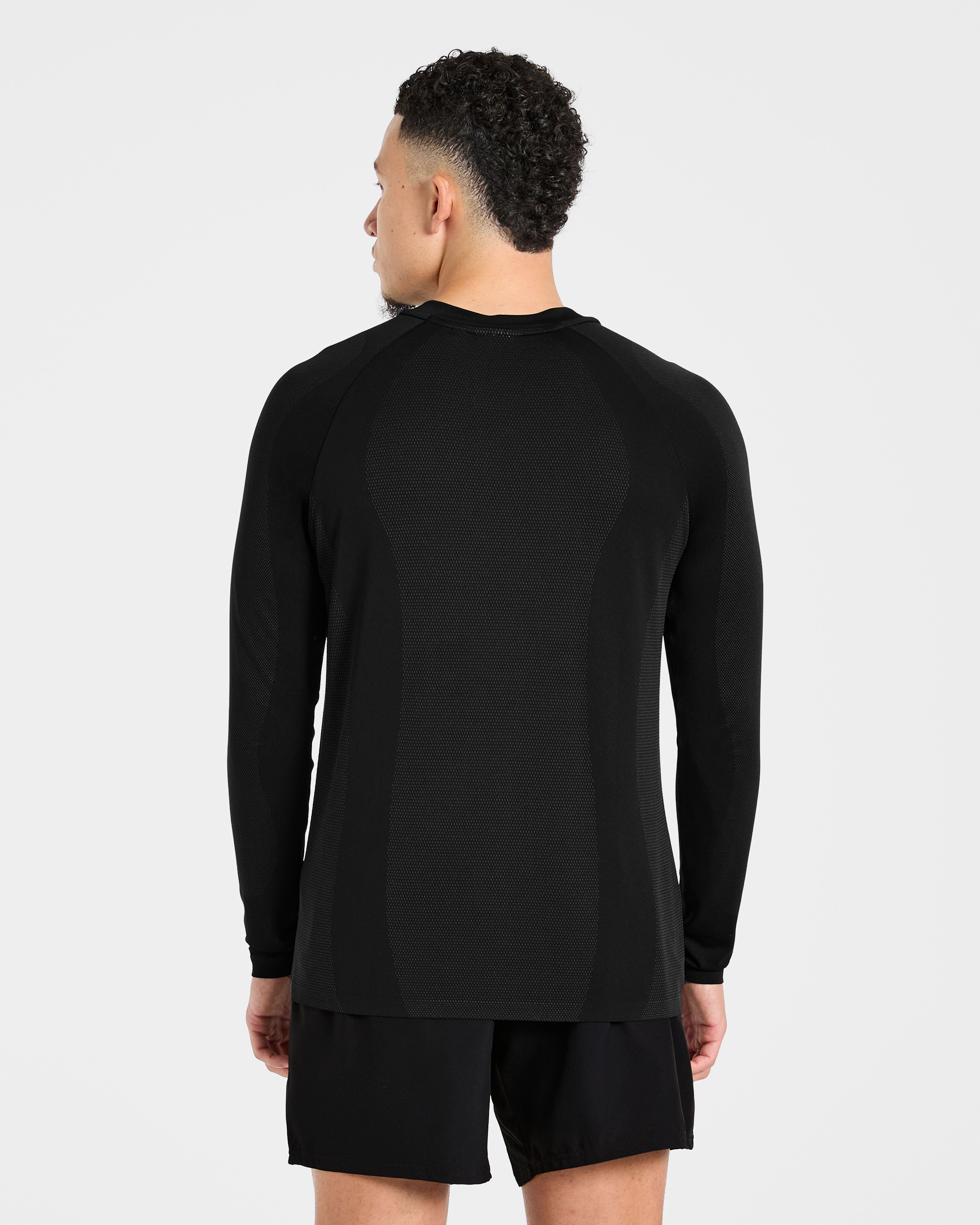 Attain Seamless Long Sleeve T Shirt - Black