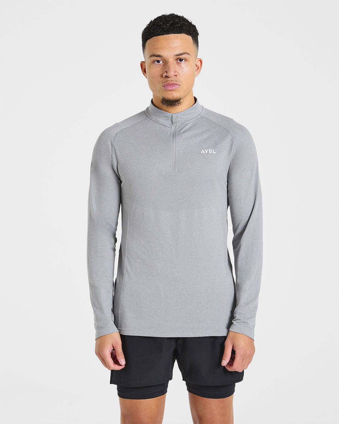Essential Seamless 1/4 Zip Pullover - Grey Marl