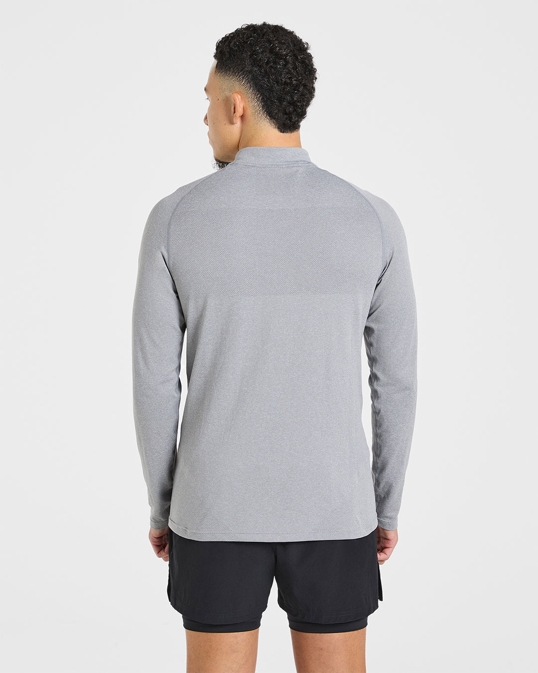 Essential Seamless 1/4 Zip Pullover - Grey Marl