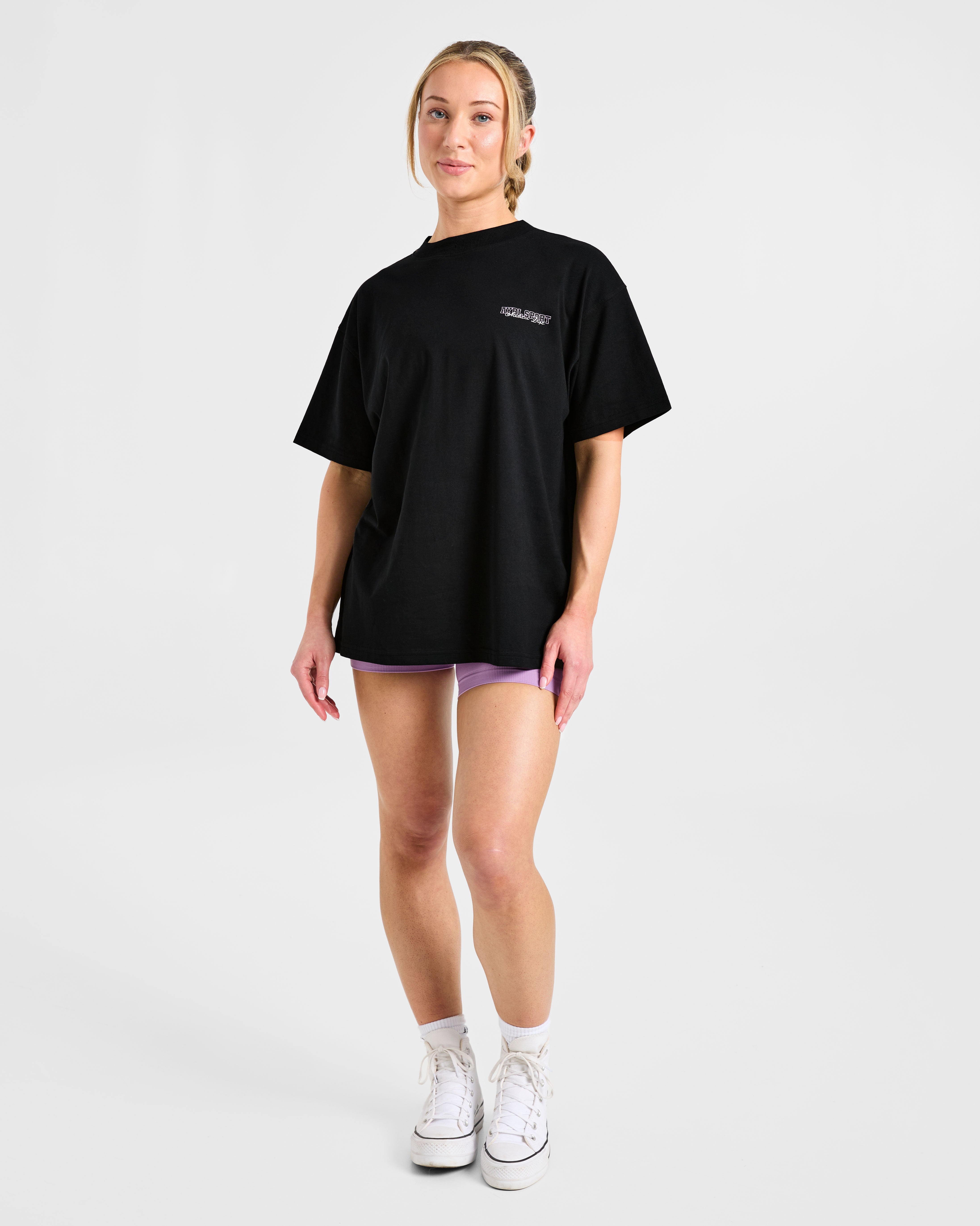 Varsity Dept Oversized T Shirt - Black/Lilac