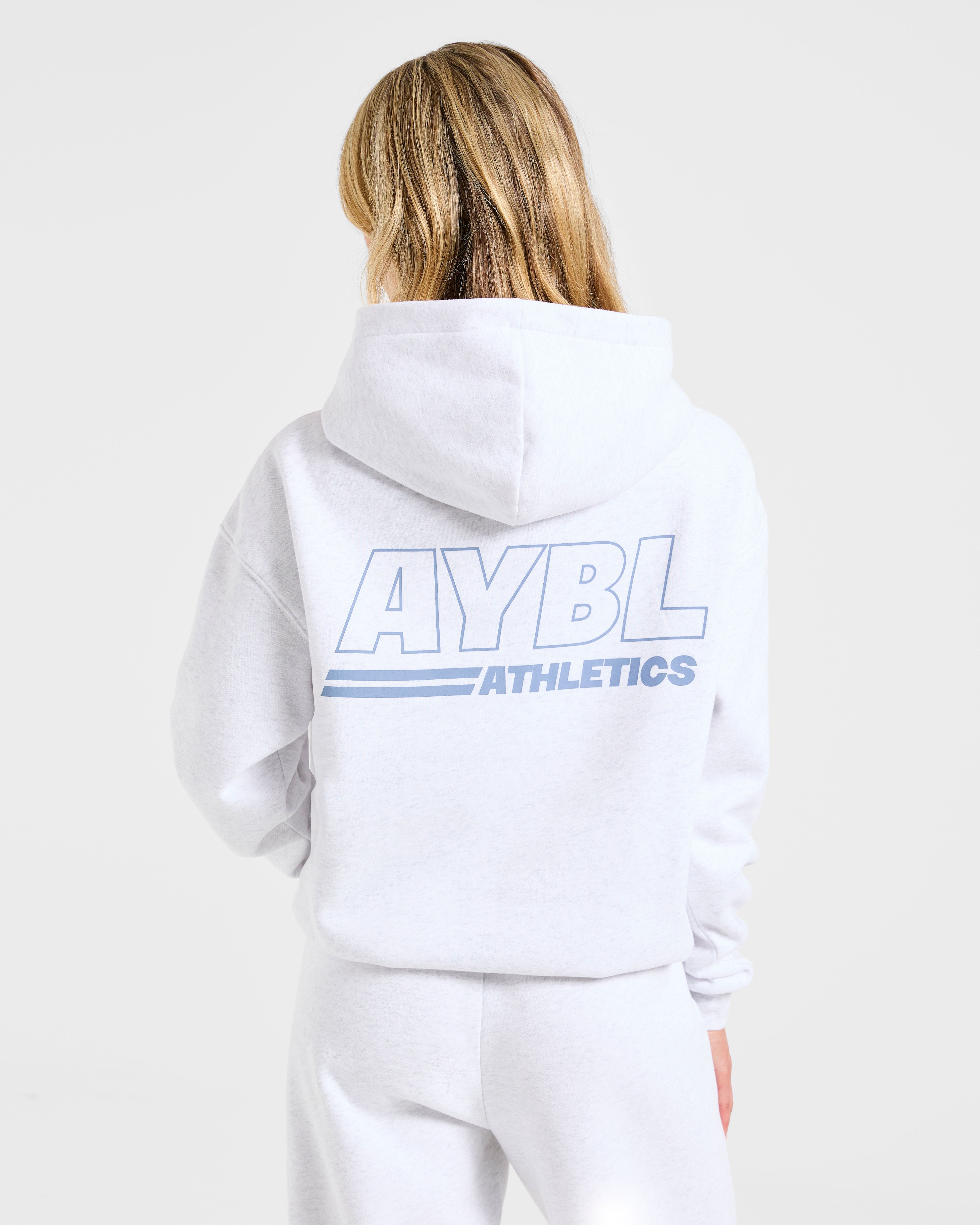 Athletics Track Oversized Hoodie - Heather Grey/Slate Blue
