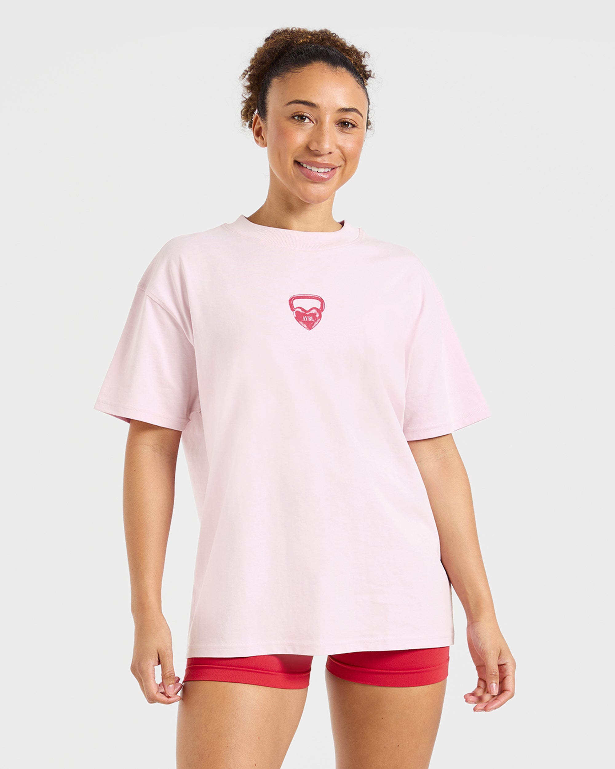 AYBL Lift Love Oversized T Shirt - Iced Pink