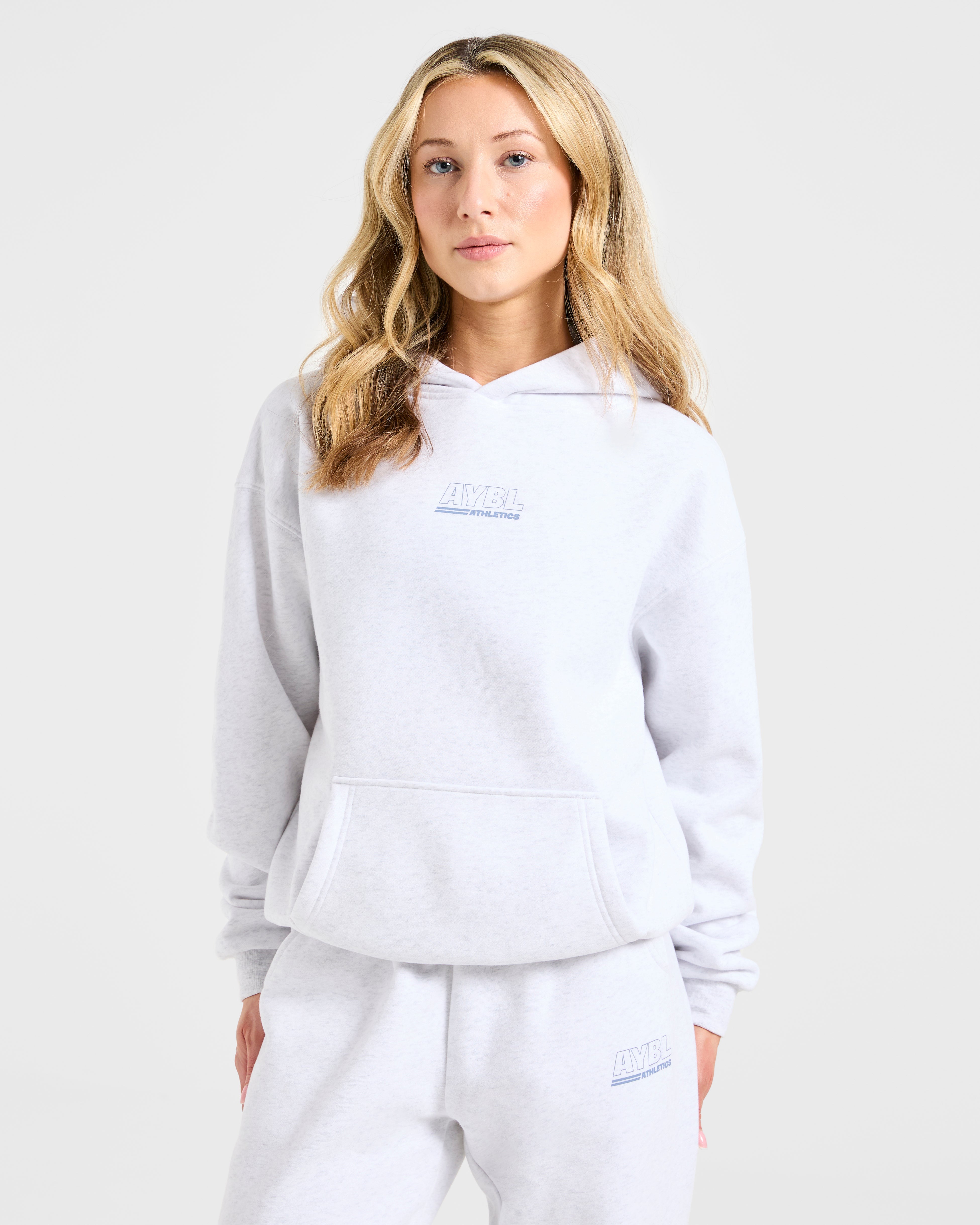 Athletics Track Oversized Hoodie - Heather Grey/Slate Blue