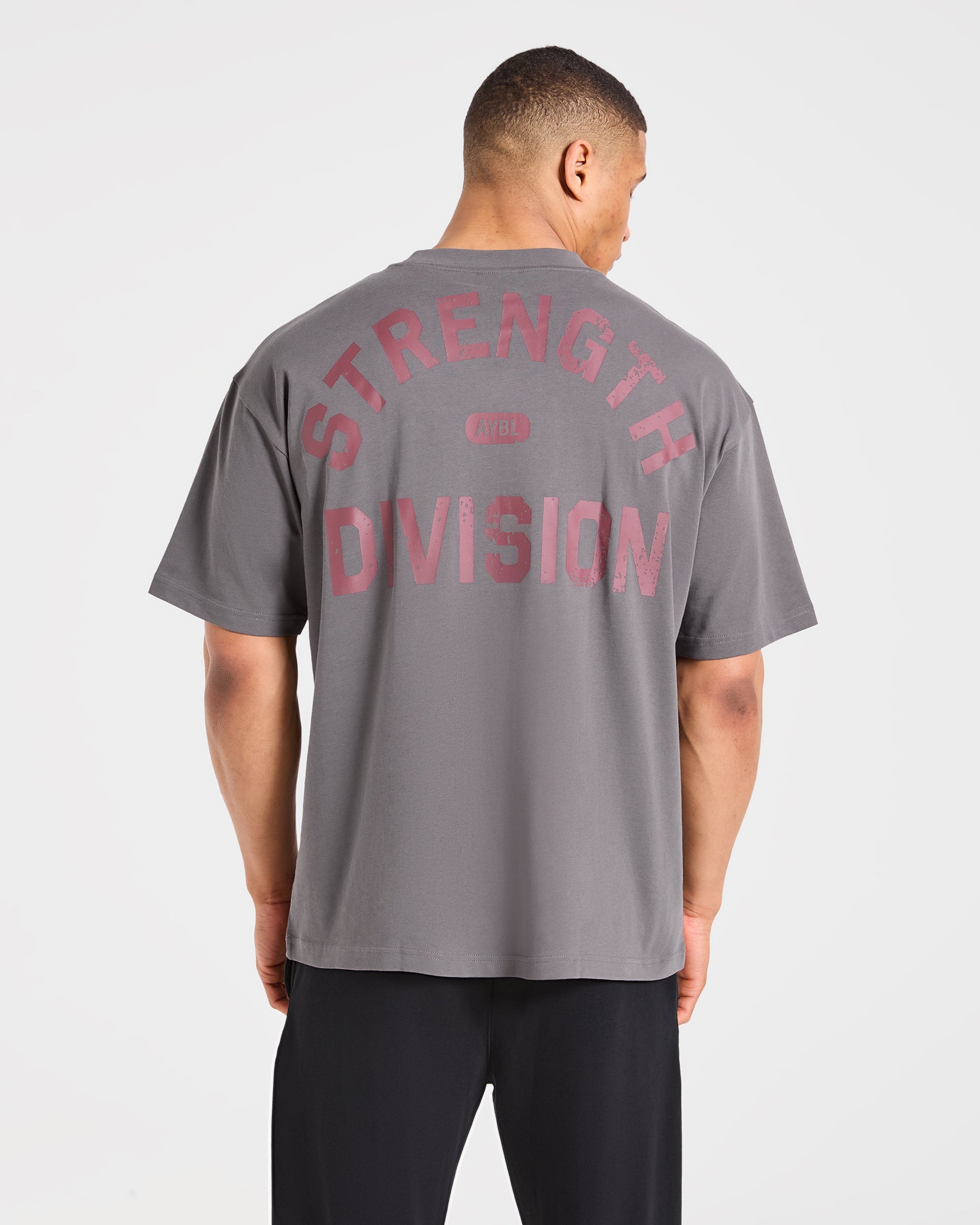 Strength Division Oversized T Shirt - Charcoal/Red