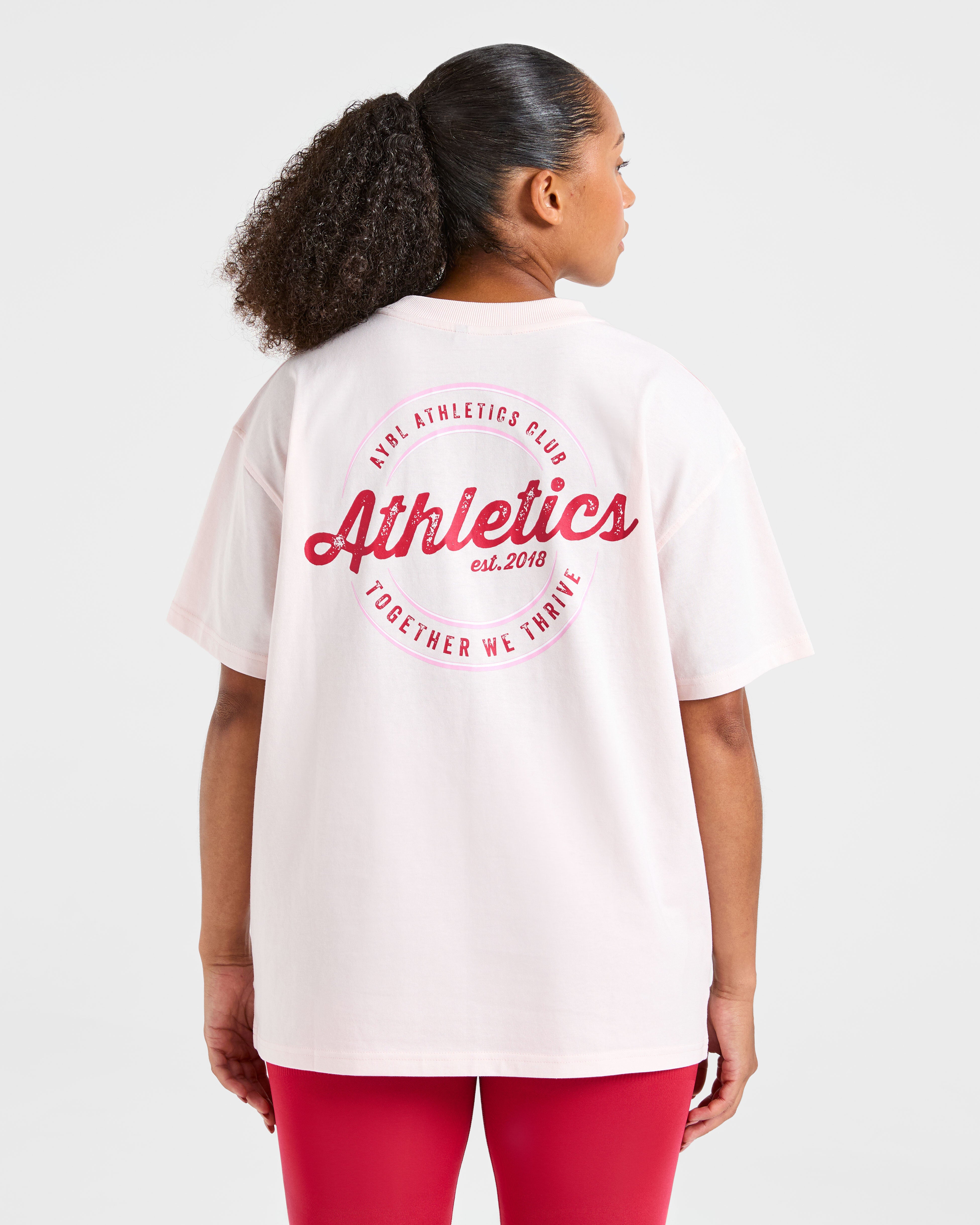 Retro Athletics Club Oversized T Shirt - Pink