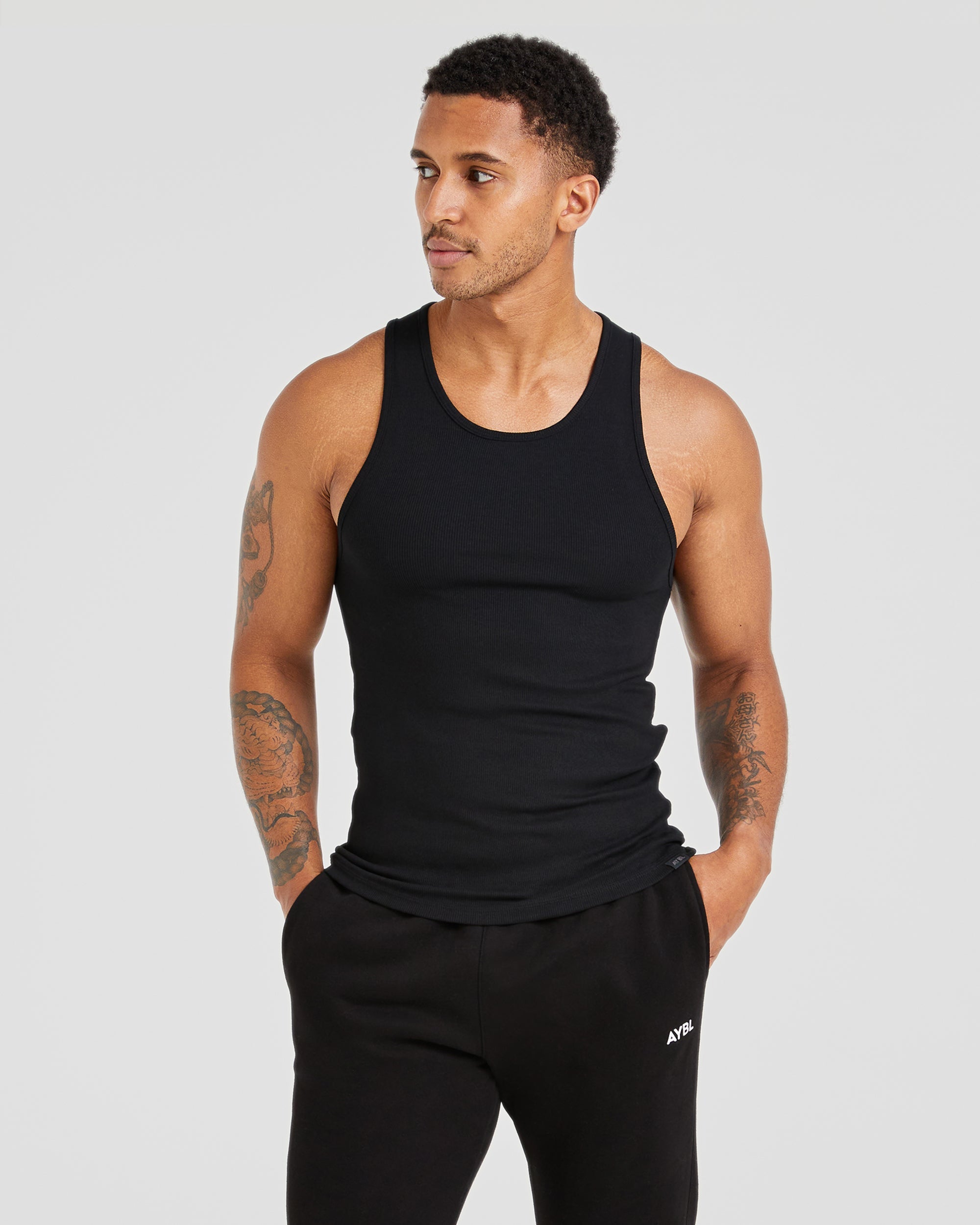 Muscle Ribbed Tank Black - Main Image