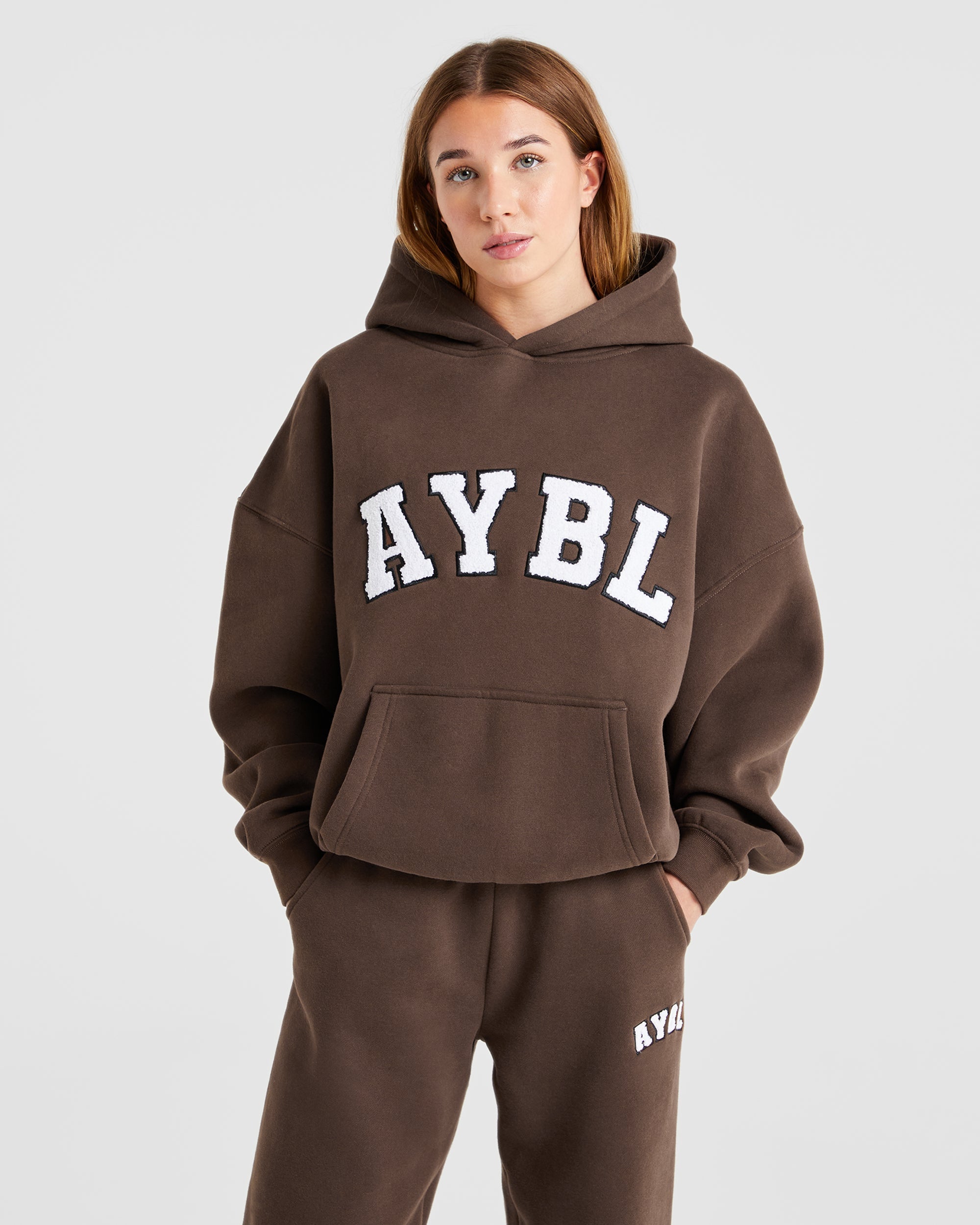 Brown Loose Fitting Women's Sweatshirts Varsity Oversized
