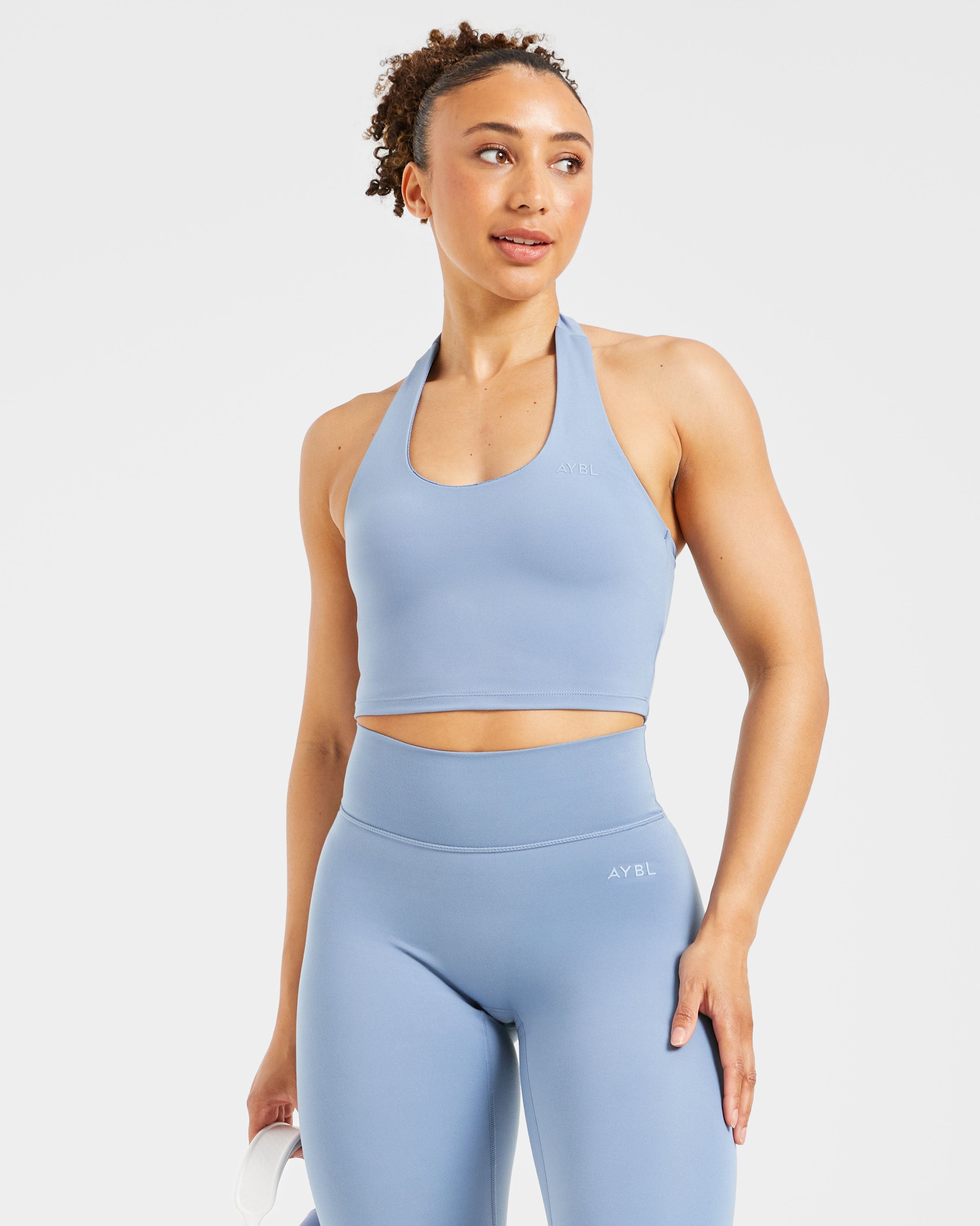 Staple Halterneck Crop Top - Slate Blue