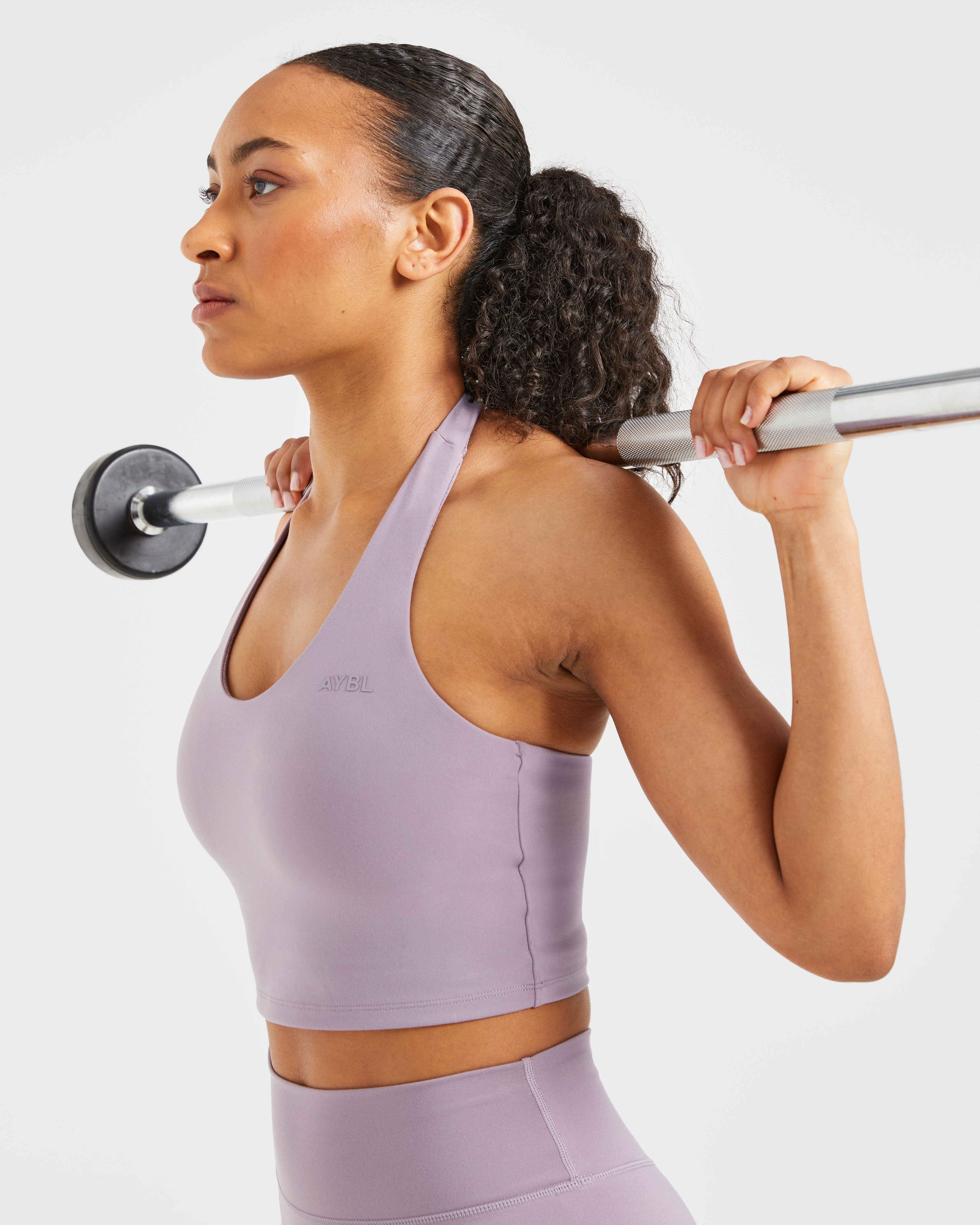 Staple Halterneck Crop Top - Mauve Purple