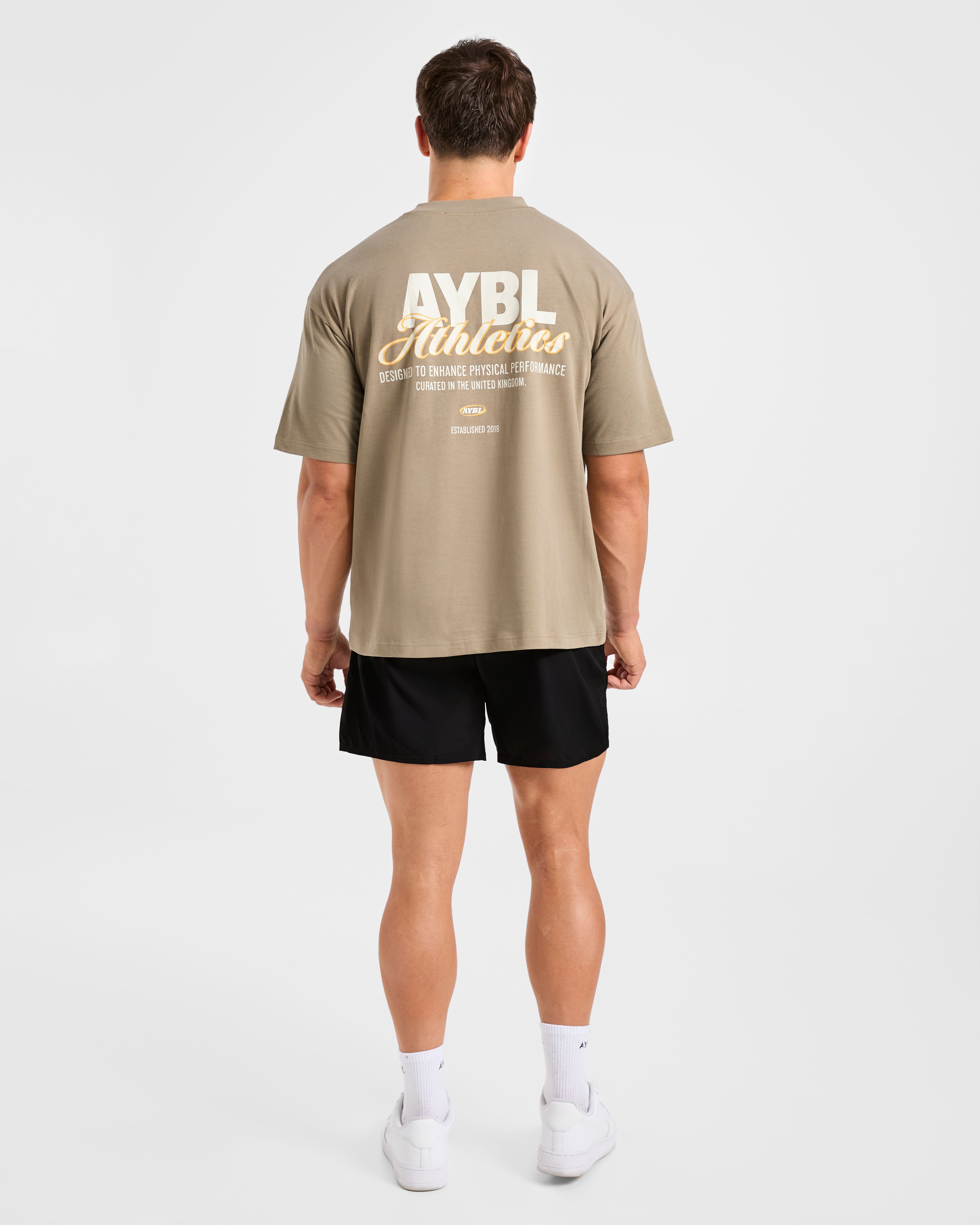 Athletics Script Oversized T Shirt - Olive Sand