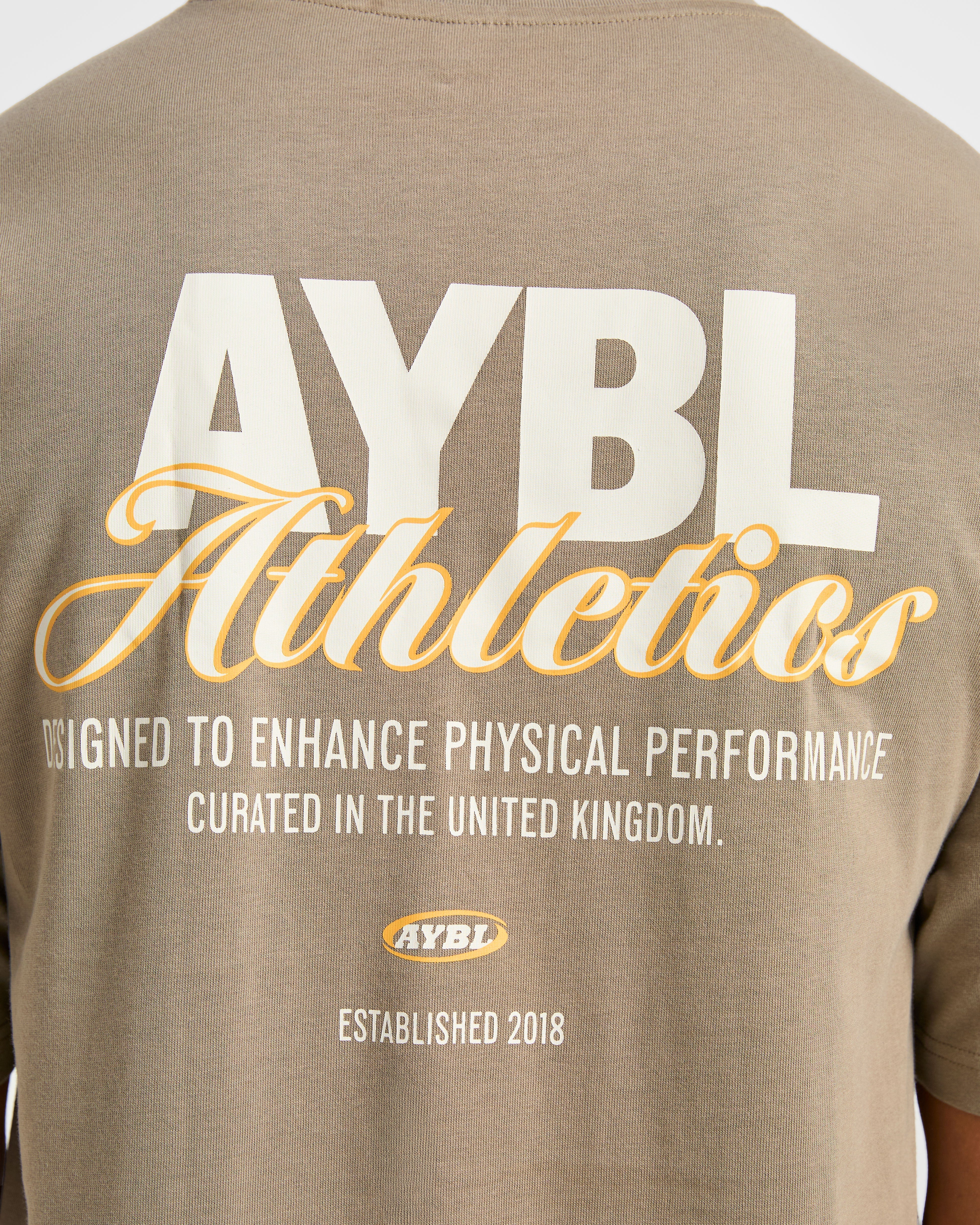 Athletics Script Oversized T Shirt - Olive Sand