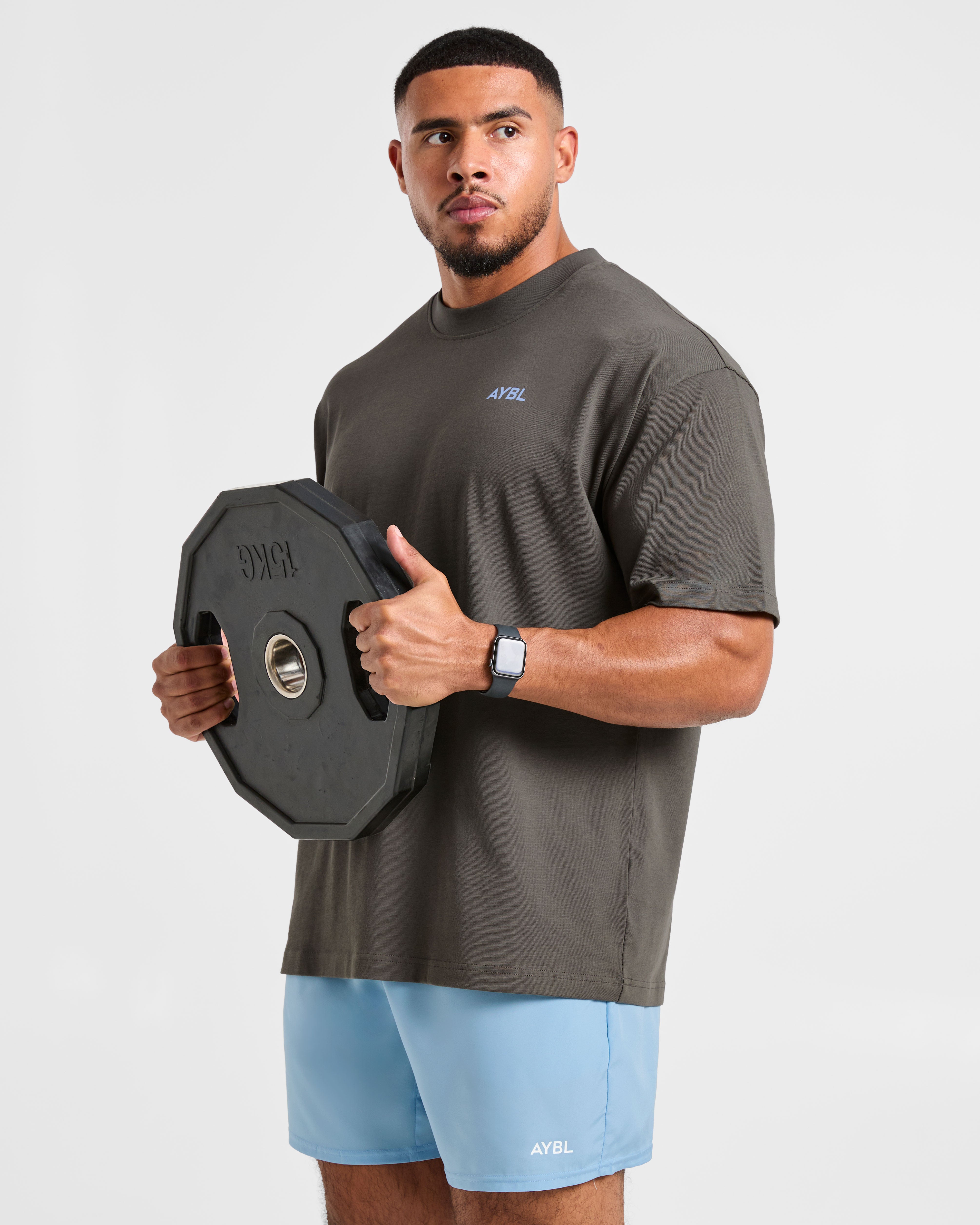 Essential Oversized T Shirt - Charcoal/Cornflower Blue