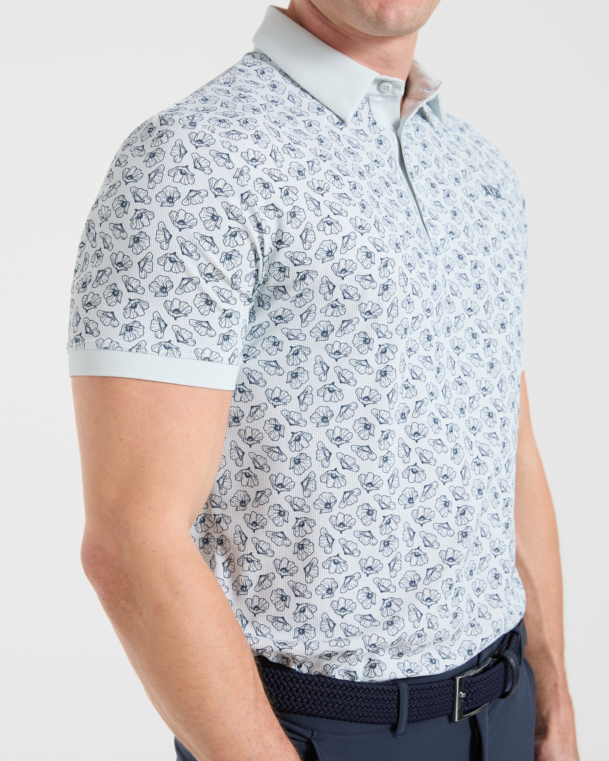 Precision Camellias Polo - Ice Blue