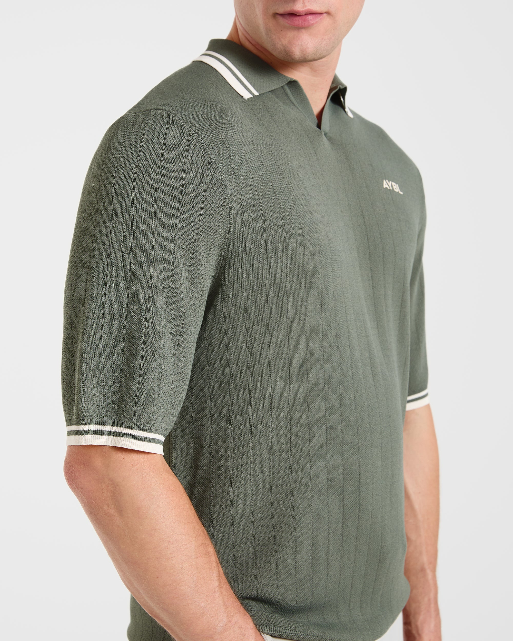 Classic Knitted Polo - Hillside Green