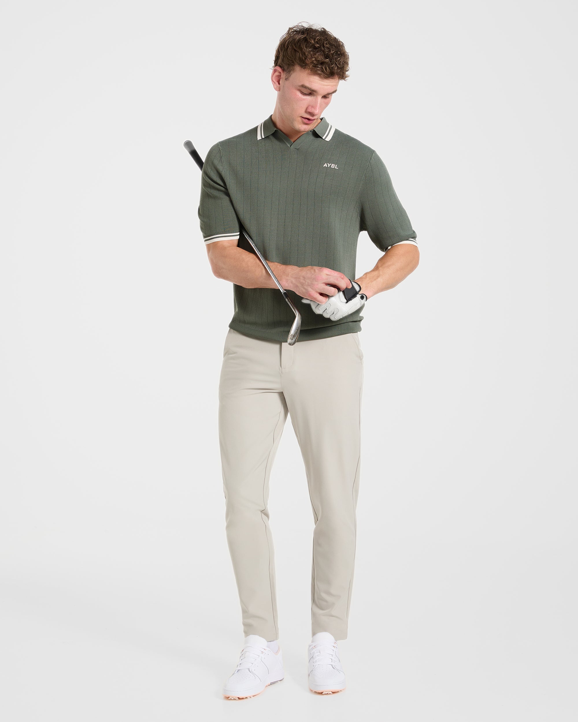 Classic Knitted Polo - Hillside Green
