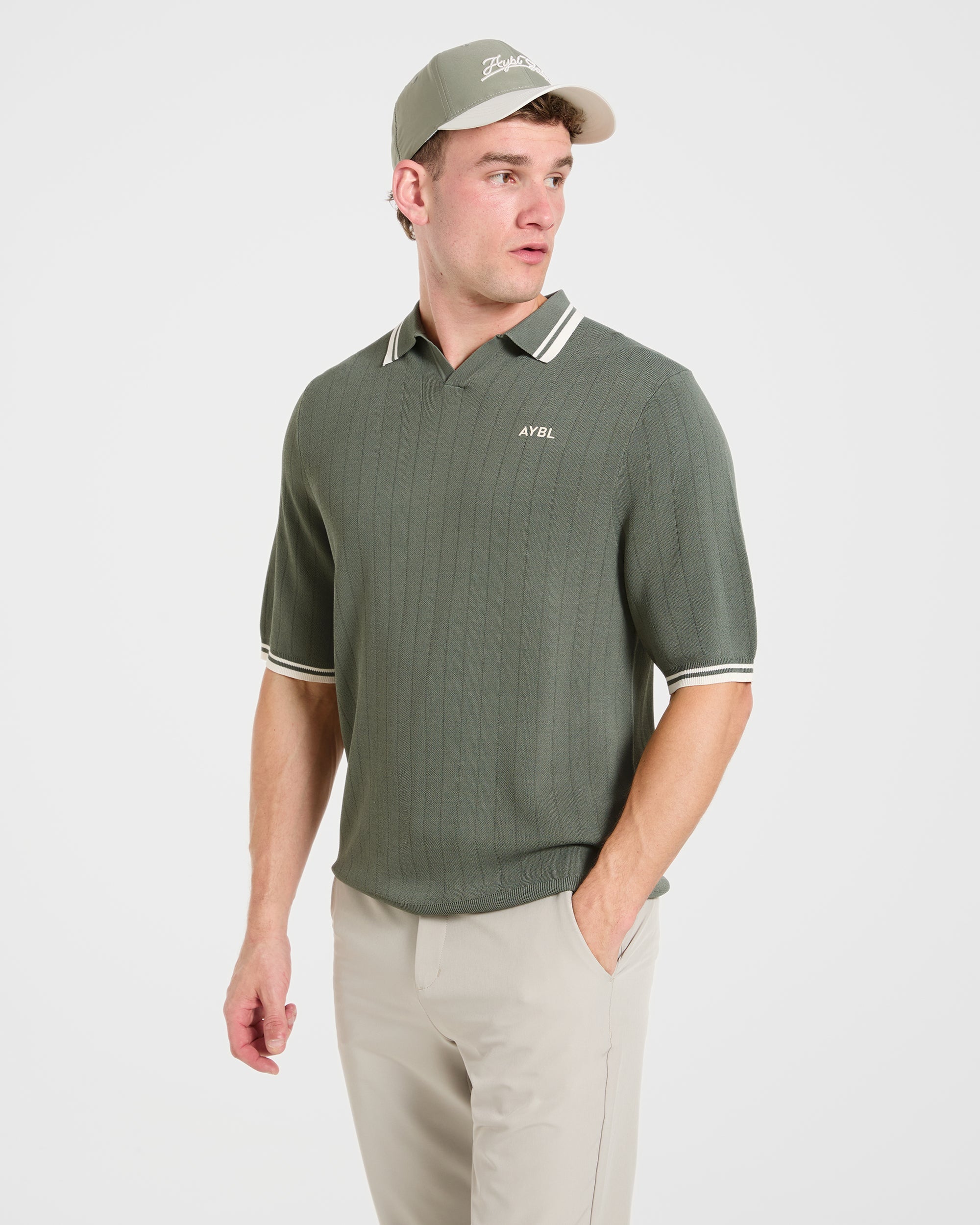Classic Knitted Polo - Hillside Green