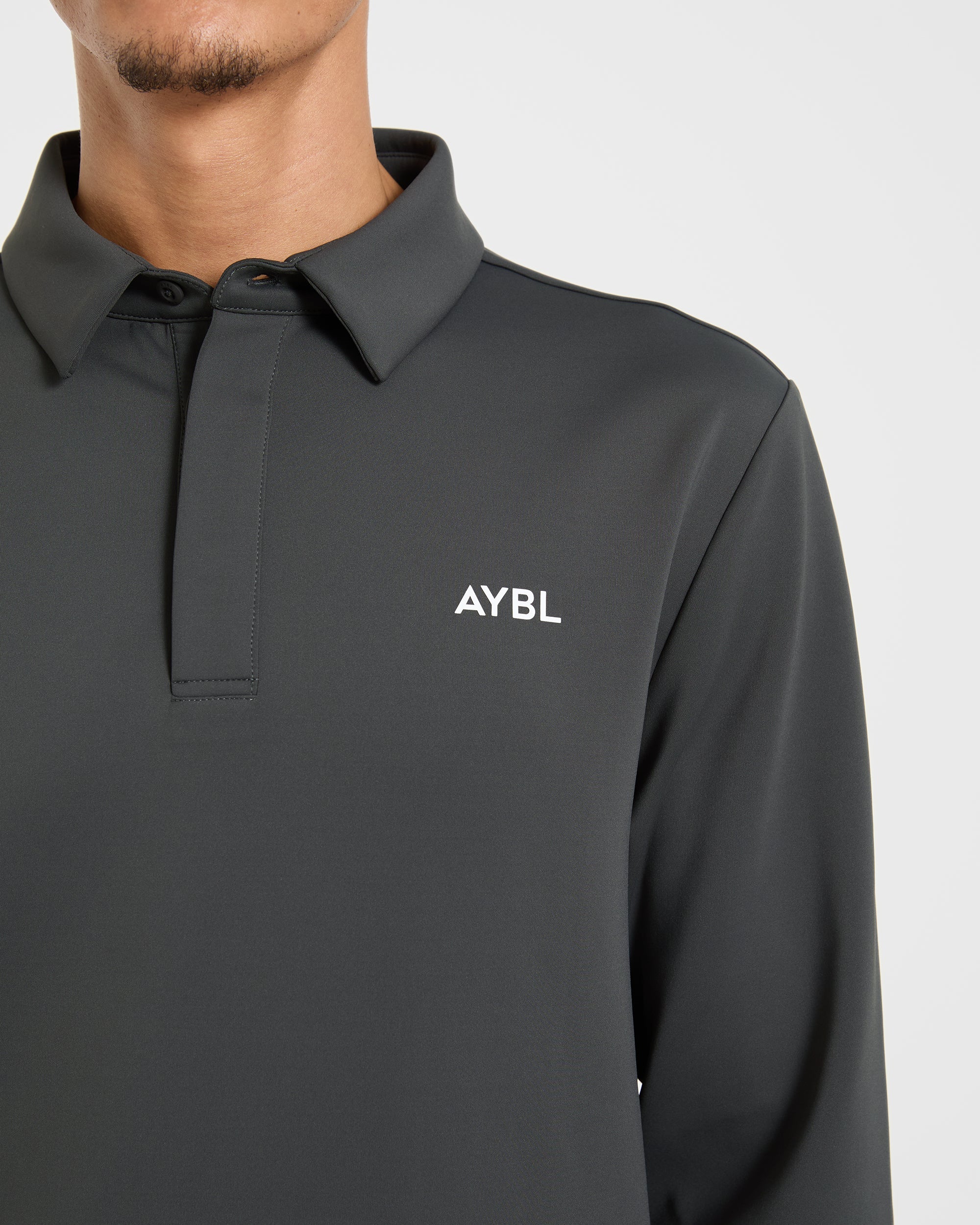 Precision Longsleeve Collared Pullover - Charcoal