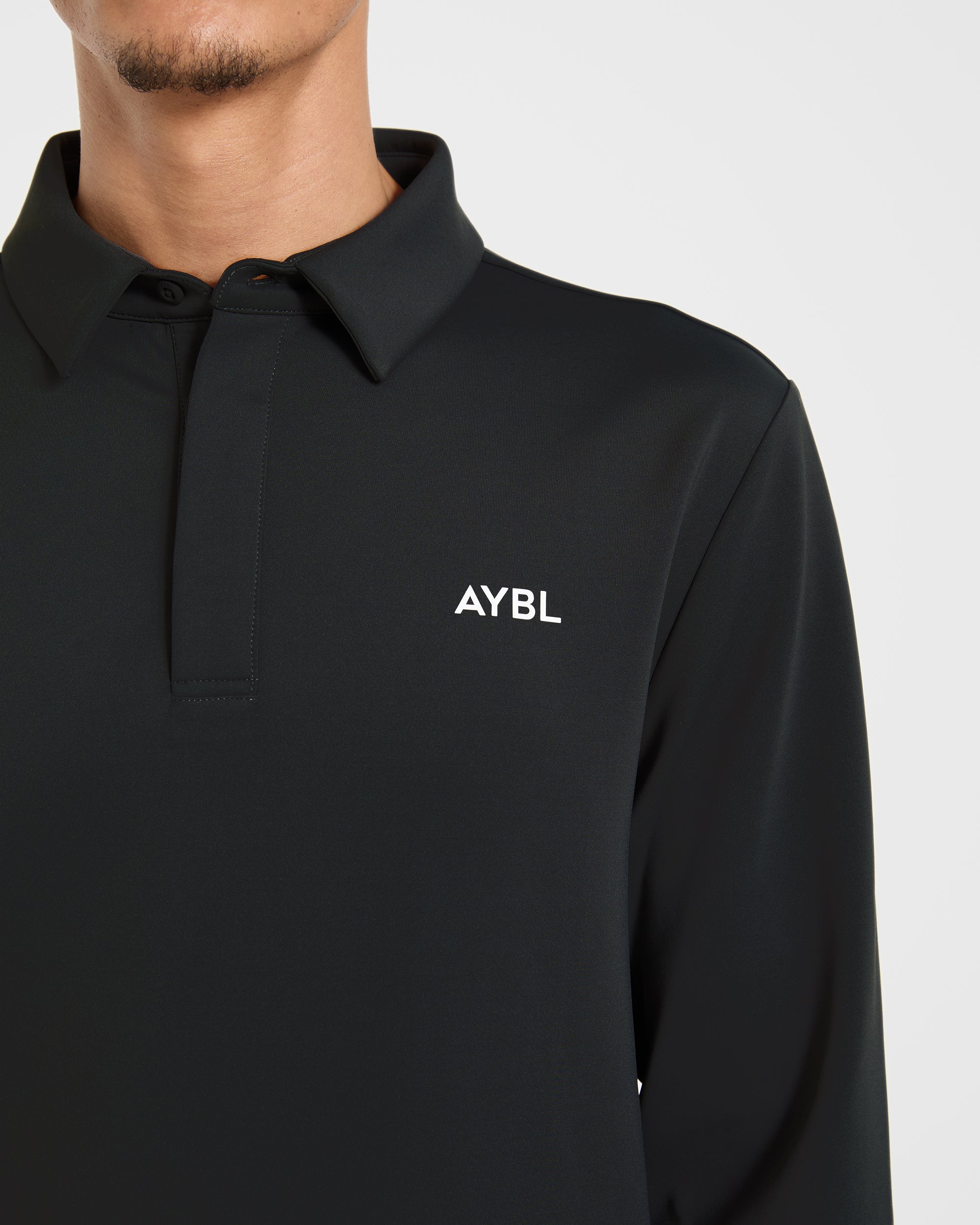 Precision Longsleeve Collared Pullover - Black